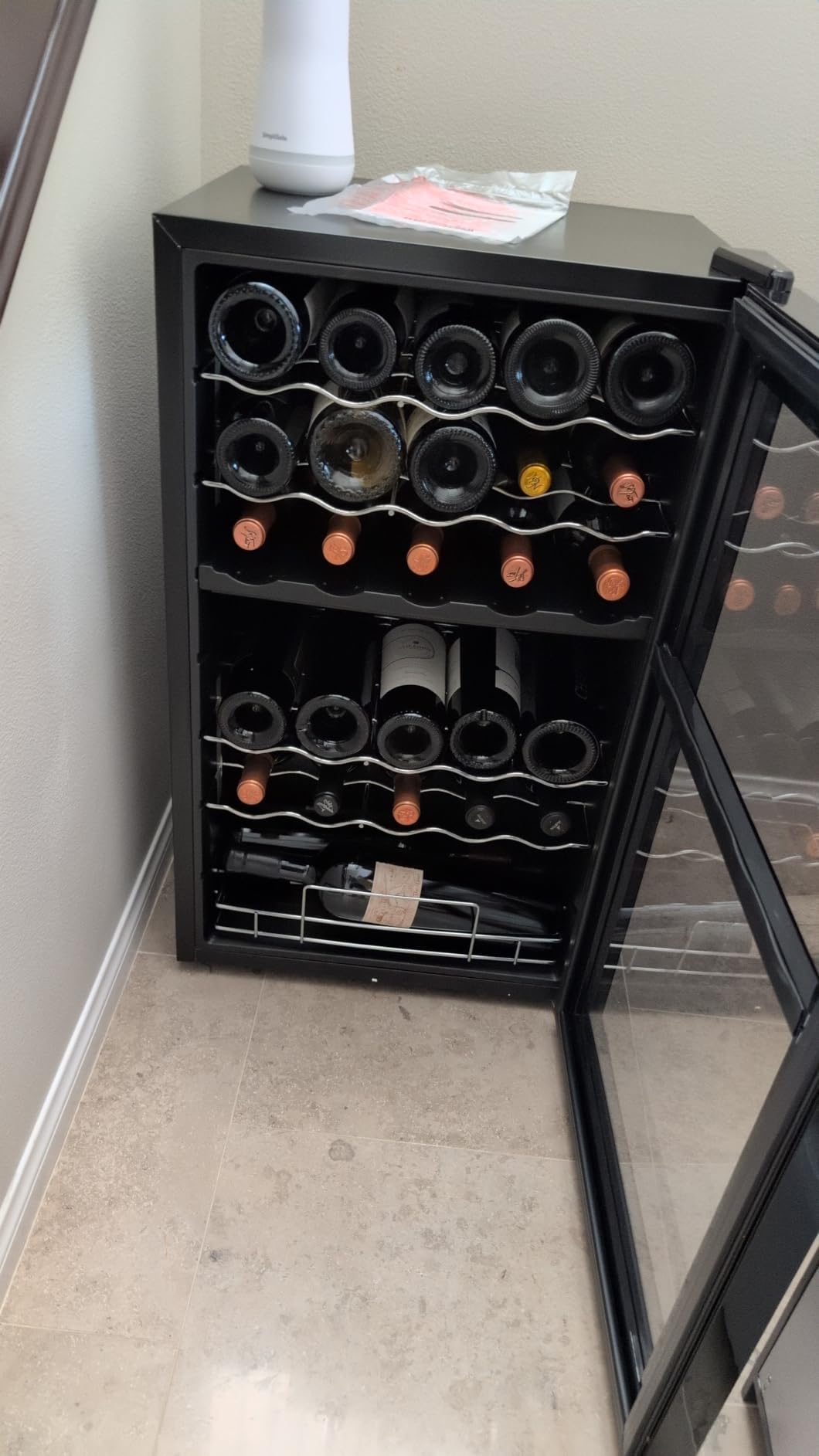 Wine Enthusiast 18-Bottle Slimline Dual Zone Wine Cooler - Energy Efficient Freestanding Wine Refrigerator - Upright Bottle Storage, Adjustable Thermostat, Digital Touchscreen (20.5 Wine Enthusiast 18-Bottle Slimline Dual Zone Wine Cooler - Energy Efficient Freestanding Wine Refrigerator - Upright Bottle Storage, Adjustable Thermostat, Digital Touchscreen (20.5