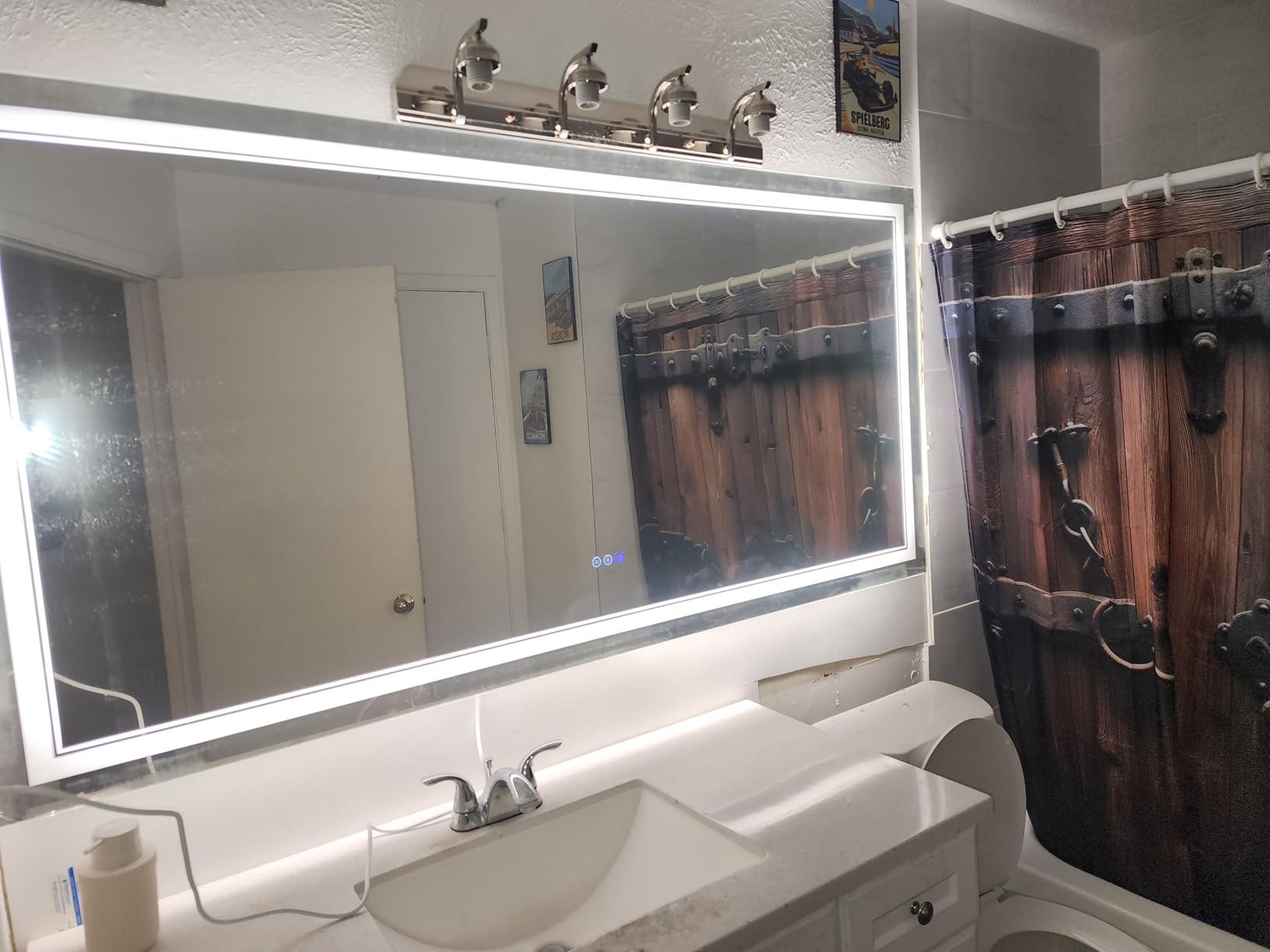 SOGOLINE 60x36 Inch Lighted Bathroom Mirror, Anti-Fog, Dimmable, 3 Colors Front and Backlit LED Bathroom Mirror, Insert-Light Pattern, Brighter, Clearer Bathroom Mirror with Lights, ETL Listed - Customer Photo 1