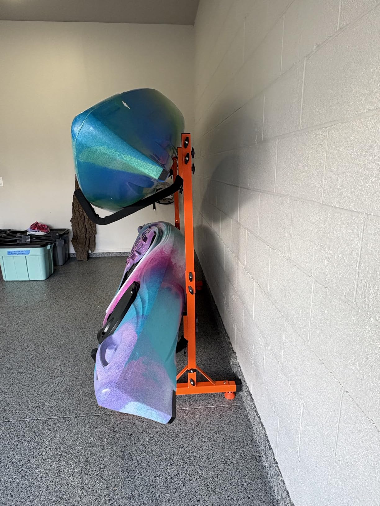 VEVOR Freestanding Kayak Storage Rack, Kayak Stand for 2 or 4 Kayak Canoe Paddleboard, Heavy-Duty Steel Kayak Hanger Holder with Padded Arms and Adjustable Width,for Indoor Outdoor Garage - Customer Photo 2