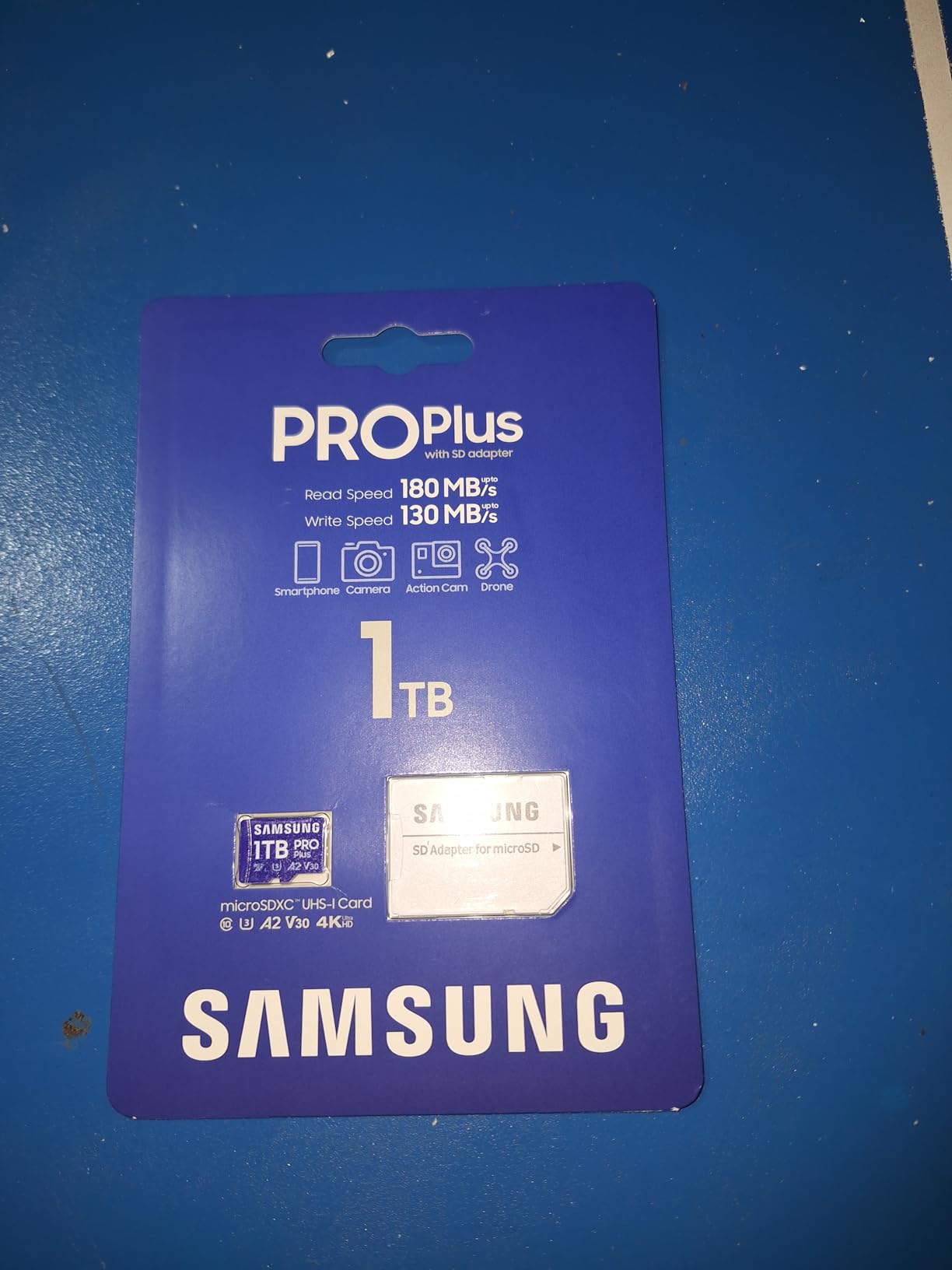 Samsung PRO Plus microSD Memory Card + Adapter, 1TB MicroSDXC, Up to 180 MB/s, Full HD & 4K UHD, UHS-I, C10, U3, V30, A2 for Android Phones, Tablets, GoPRO, DJI Drone, MB-MD1T0SA/AM, 2024 - Customer Photo 2