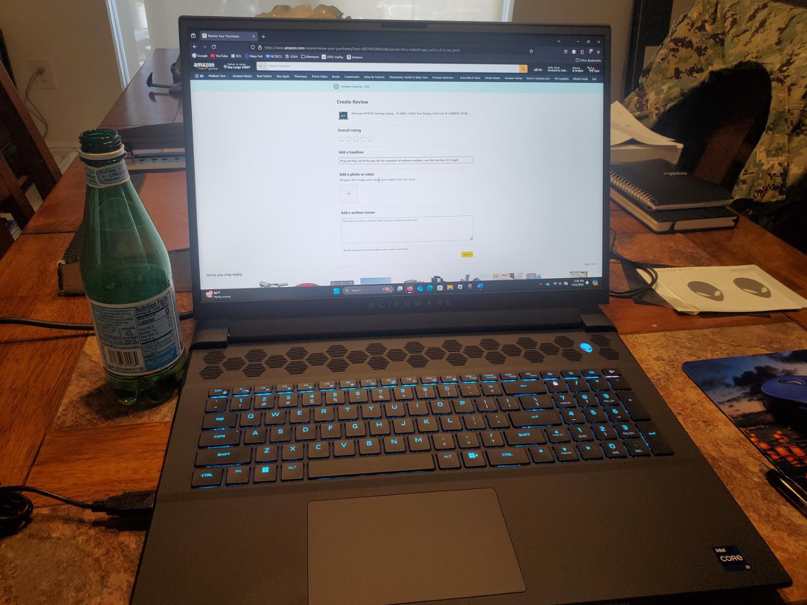 Alienware M18 Gaming Laptop - 18-inch QHD+ 165Hz 3ms Display, Intel Core i7-14700HX, 16GB DDR5 RAM, 1TB SSD, NVIDIA GeForce RTX 4070 8GB GDDR6, Windows 11 Home, Onsite Service - Dark Metallic Moon - Customer Photo 1