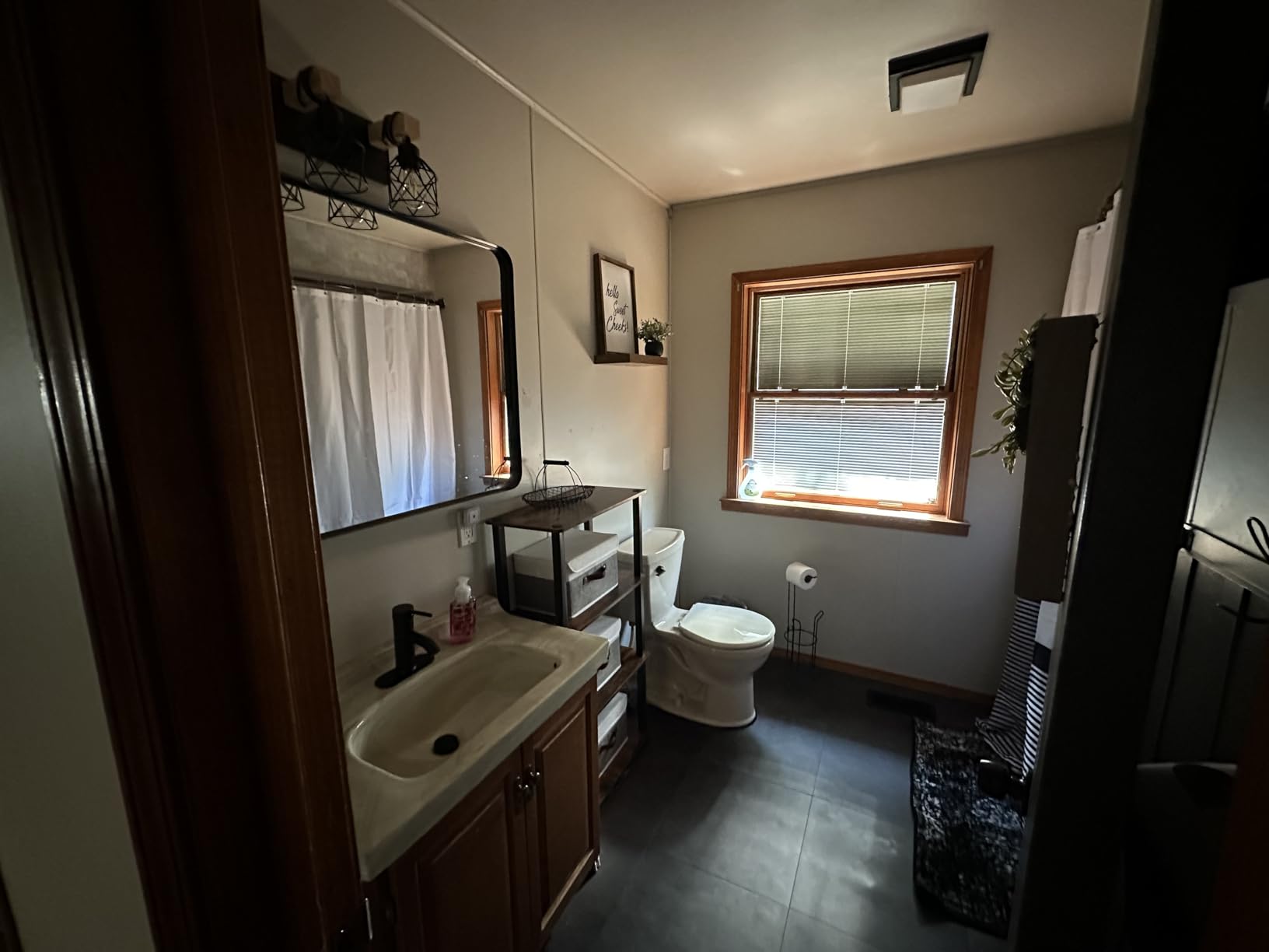 FadimiKoo 3-Light Farmhouse Vanity Light for Bathroom, Wood Bathroom Light Fixtures Over Mirror, Industrial Black Vanity Light with Metal Lampshade for Bedroom Hallway Living Room - Customer Photo 1