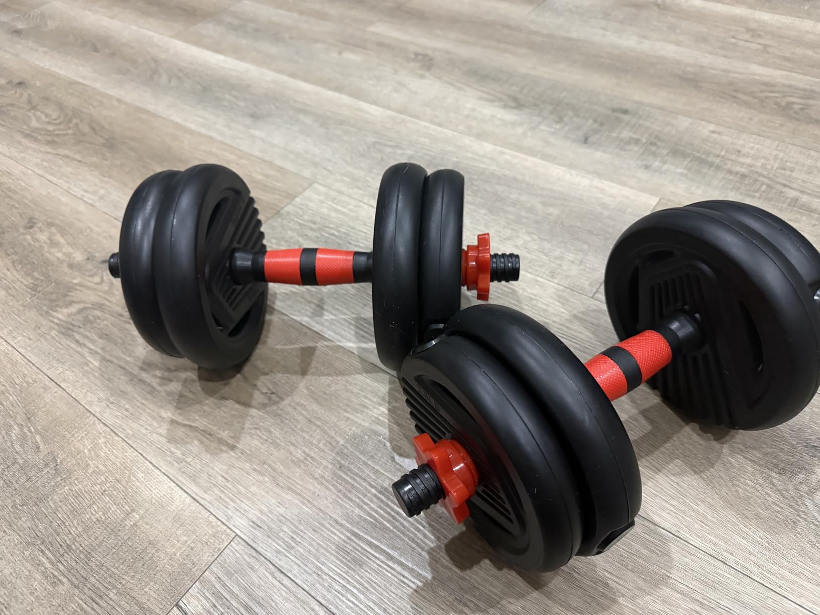Adjustable Dumbbells, 20/30/45/70/90lbs Free Weight Set with Connector,5 in1 Dumbbells Set Used as Barbell,Kettlebells,Push up Stand,Fitness Exercises for Home Gym Suitable Men/Women - Customer Photo 1