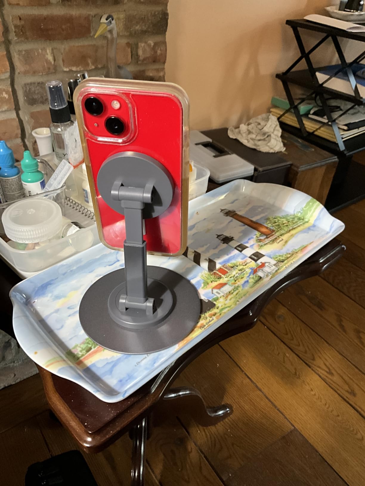 UGREEN Magnetic Phone Stand for MagSafe, Height Adjustable iPhone Stand for Desk with 360° Rotation Compatible with iPhone 17 Air 16 Pro 15 Pro Max 14 Plus 13 12 and MagSafe Case, Black - Customer Photo 1