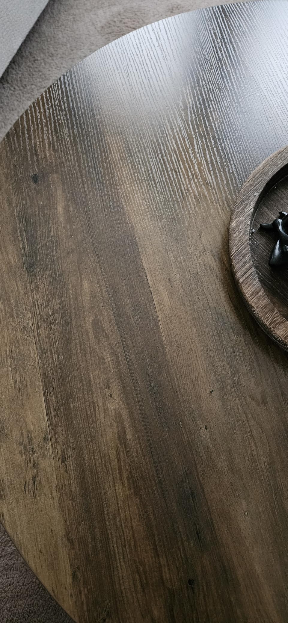 VASAGLE MAEZO Collection - Round Coffee Table, 2-Tier Center Table with Storage, Tapered Legs, Curved Transitions, 31.5 Dia. x 17.7 H Inches, Easy Assembly, for Living Room, Honey Brown ULCT243K41 - Customer Photo 1