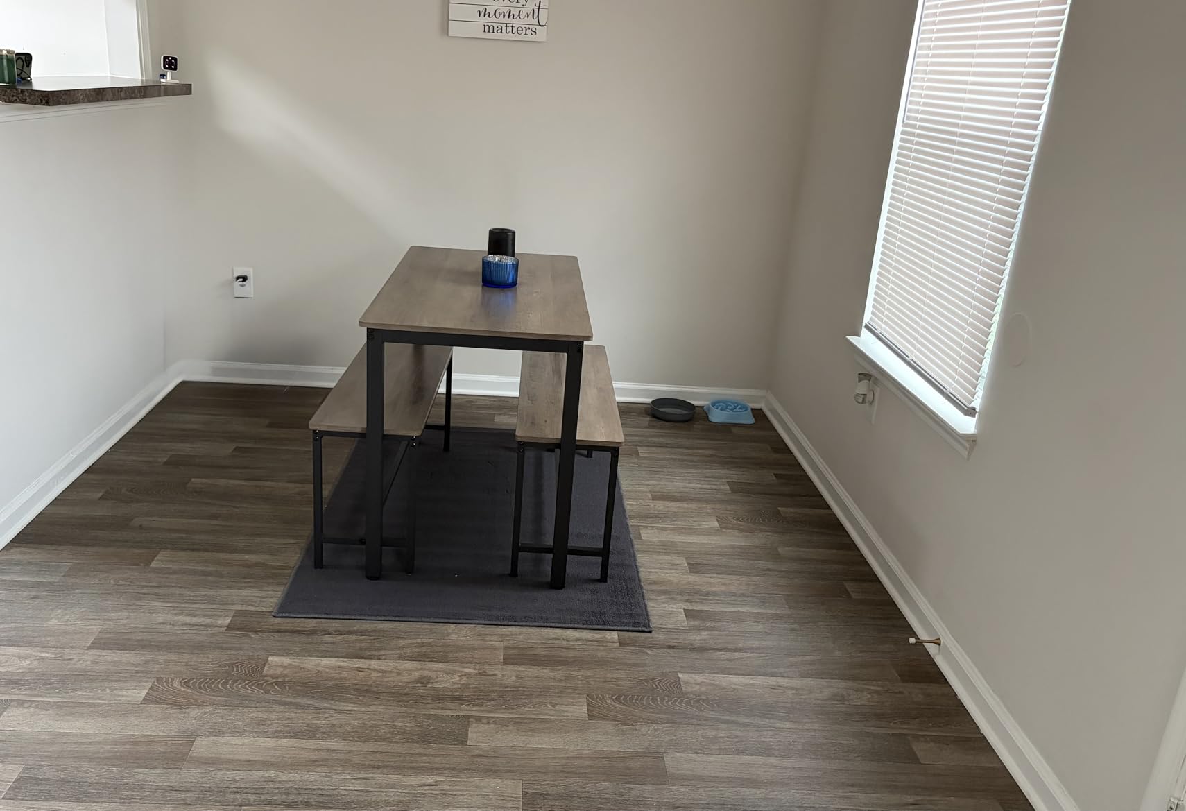 Sturdy Durable Dining Table Set for 4 with Bench, Easy to Assemble Kitchen Table with Bench, Space-Saving Ideal 4-Person Set for Daily Meals, brunches, or workspace,Grey Customer Review Sturdy Durable Dining Table Set for 4 with Bench, Easy to Assemble Kitchen Table with Bench, Space-Saving Ideal 4-Person Set for Daily Meals, brunches, or workspace,Grey - Customer Photo 2