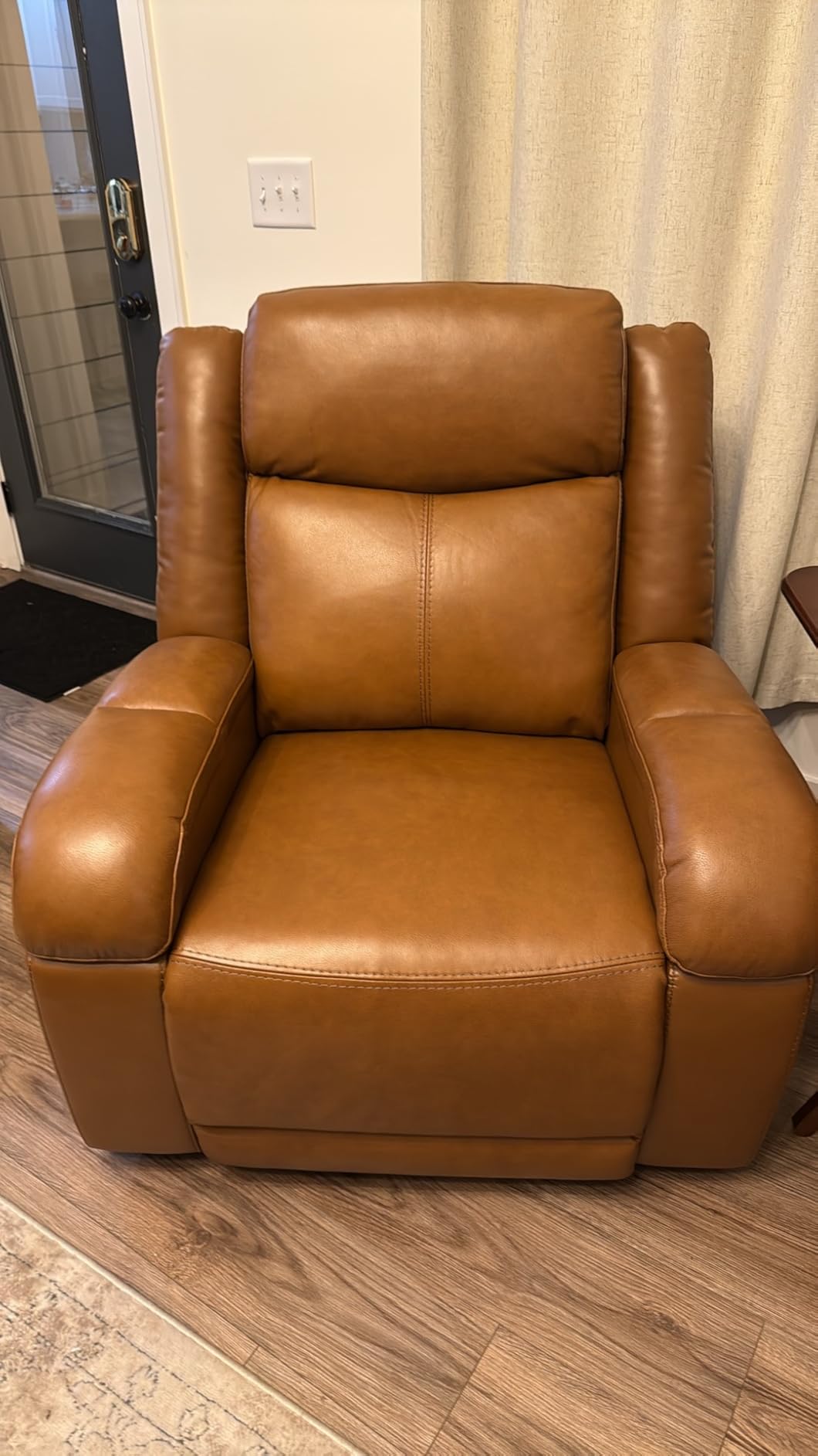 Watson & Whitely Genuine Leather Power Recliner Chairs for Adults, Wall Hugger RV Recliner with Power Headrest & Charging Ports, Electric Recliner Sofa Chair for Living Room, Navy - Customer Photo 1