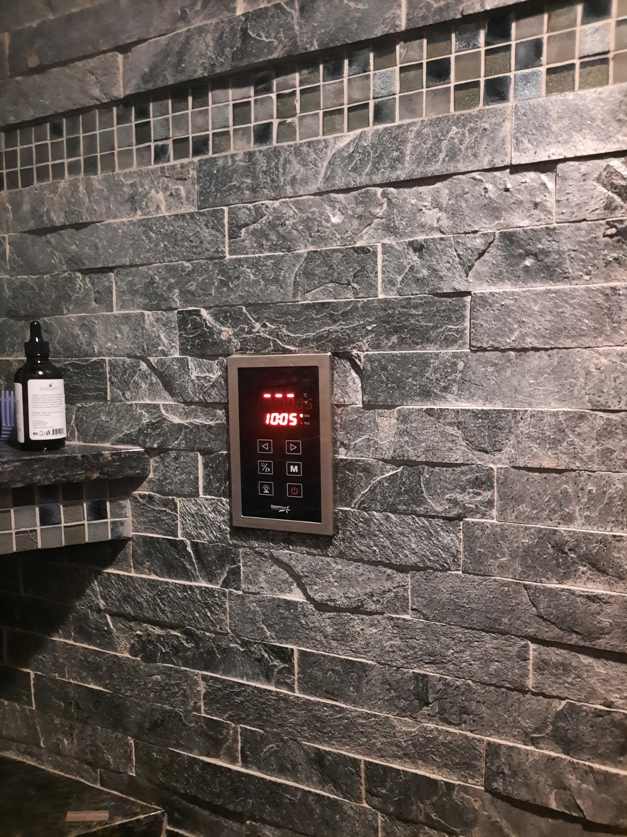 SteamSpa Executive 12 KW QuickStart ACU-Steam Bath Generator Package with Built-in Auto Drain and Install Kit in Matte Black | Steam Generator Kit with Dual Control Panel Steamhead 240V | EXT1200MB-A - Customer Photo 2