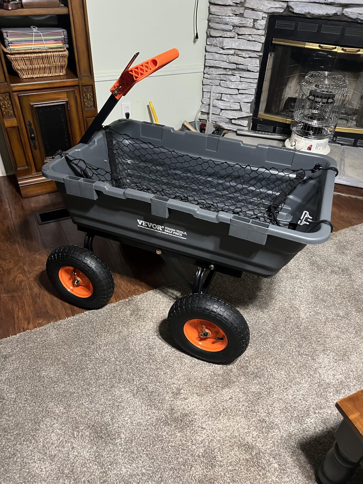 VEVOR 1200lbs 7Cu.Ft. Garden Dump Cart with 2-in-1 Convertible Handle and 13in All Terrain Wheels, Heavy Duty Poly Yard Dump Wagon Utility ATV Trailer Dump Cart - Customer Photo 1