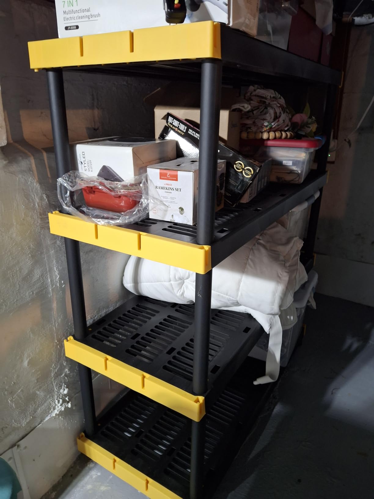 CX Black & Yellow, 5-Tier Heavy Duty Plastic Storage Shelving Unit, 200lbs/shelf (72 CX Black & Yellow, 5-Tier Heavy Duty Plastic Storage Shelving Unit, 200lbs/shelf (72