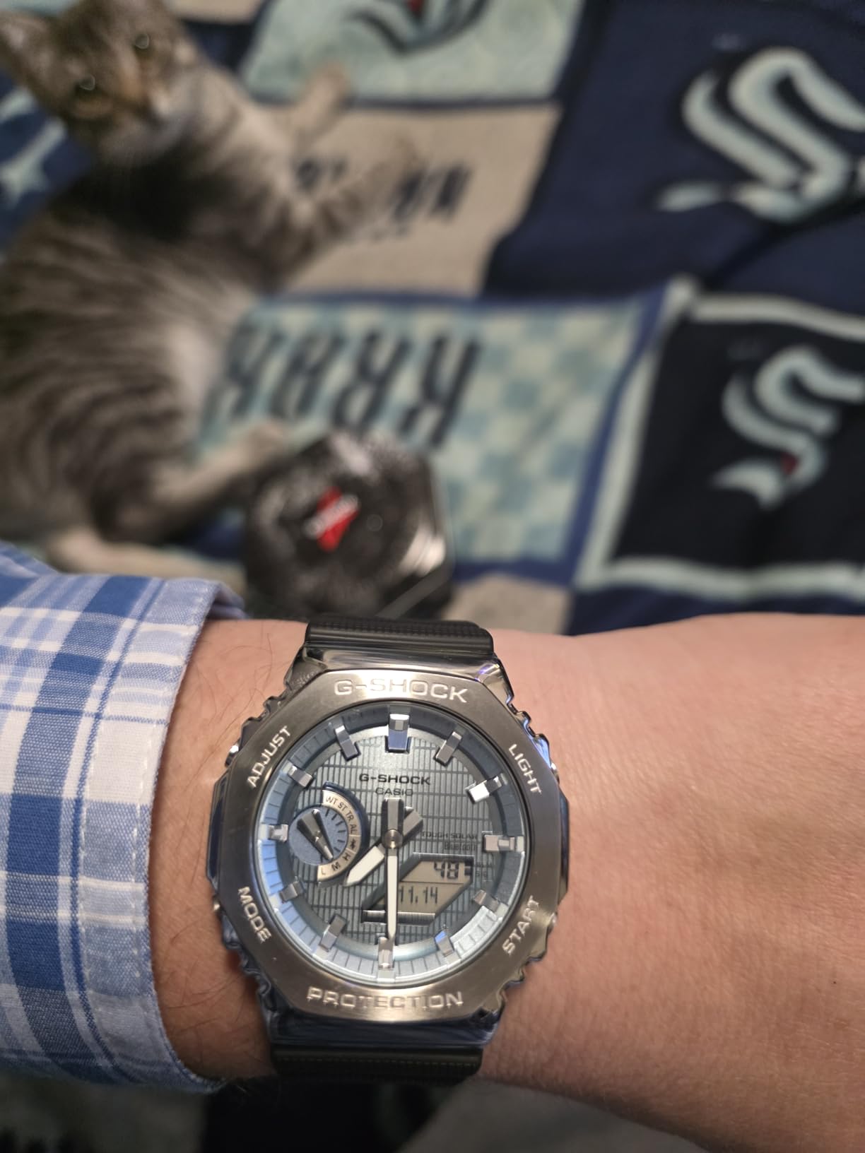 G-Shock Casio G-Steel Solar Connected Blue Dial Black Resin Strap Watch - GBM2100A-1A2 - Customer Photo 1