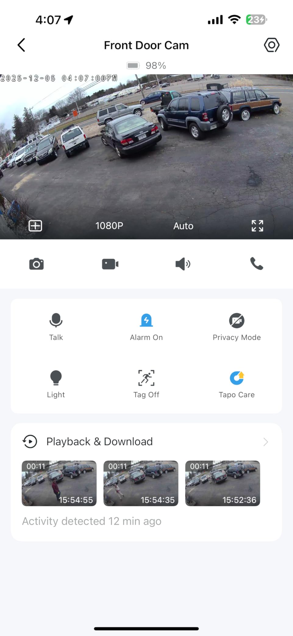 Tapo TP-Link Tapo SolarCam C402 Kit, Outdoor Battery Camera w/Solar Panel Base, Wireless, 1080P, Free Person Detection, SD/Cloud Storage, Color Night Vision, No Hub Needed, Works w/Alexa - Customer Photo 2
