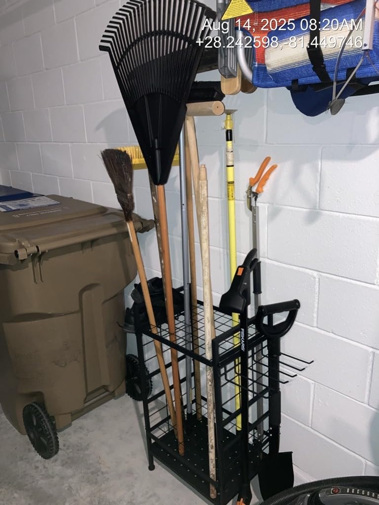 3 Tier Garden Tool Organizer, Garage Storage and Organization, Metal Yard Tools Storage up to 78 Tools, Heavy Duty Garden Tool Organizer for Garage, Yard, Patio, Shed, Indoors and Outdoors, Black - Customer Photo 1