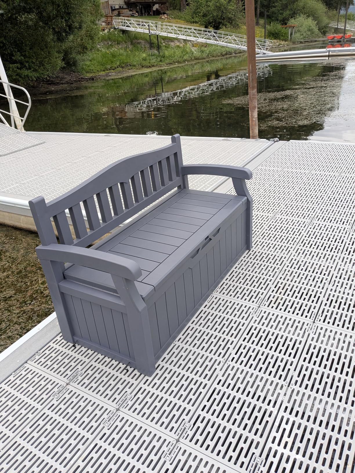 Devoko 80 Gallon Storage Bench Deck Box Lockable for Patio Furniture, Garden Decor and Outdoor Seating for Cushions, Garden Tools and Pool Supplies (Black) - Customer Photo 2