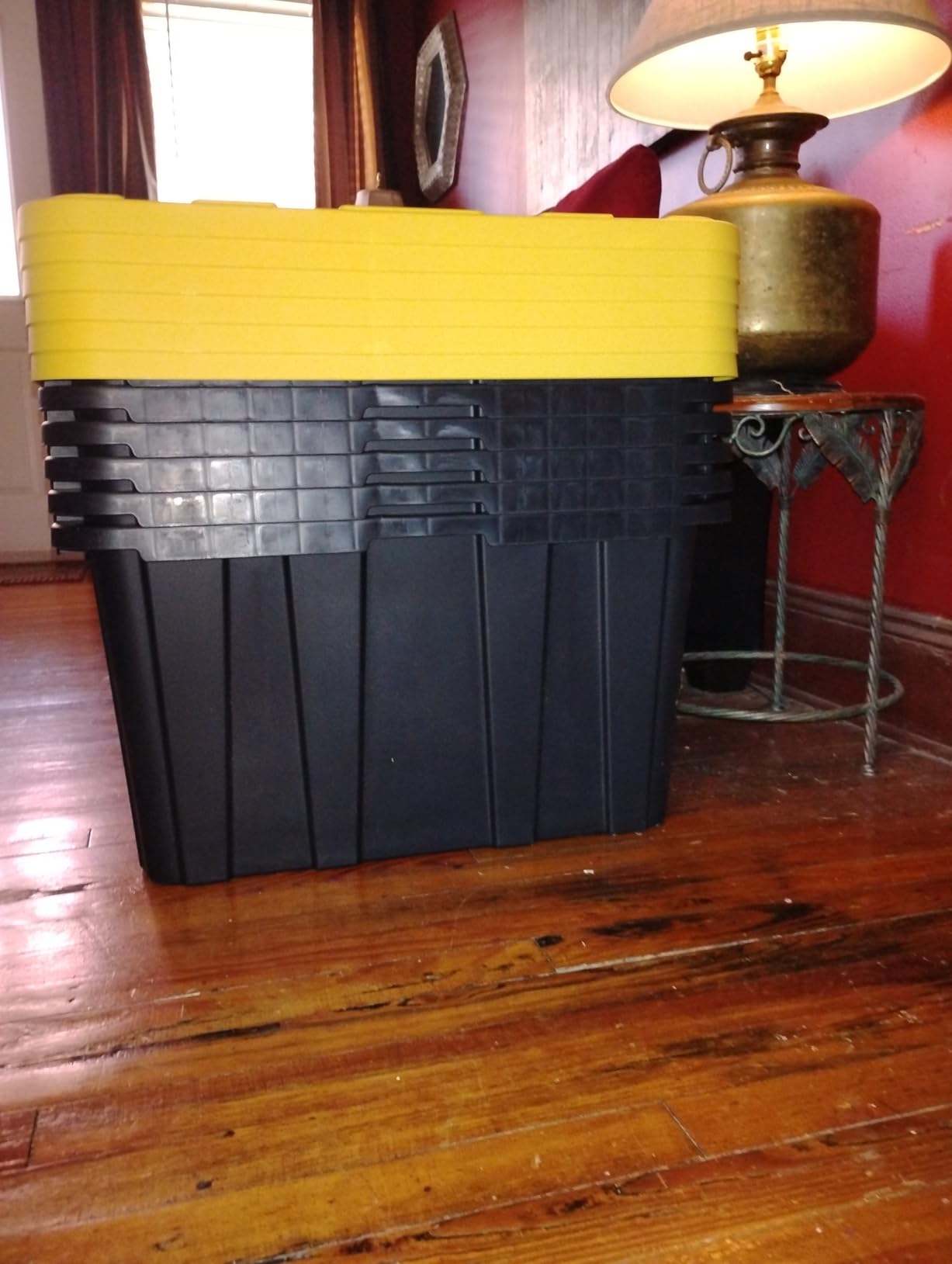 Sterilite 6-Pack Industrial Tote, Plastic Storage Container Bins with Lids, 27 Gallon - Heavy-Duty Organizing Containers for Closet, Bathroom, and Office - Customer Photo 1