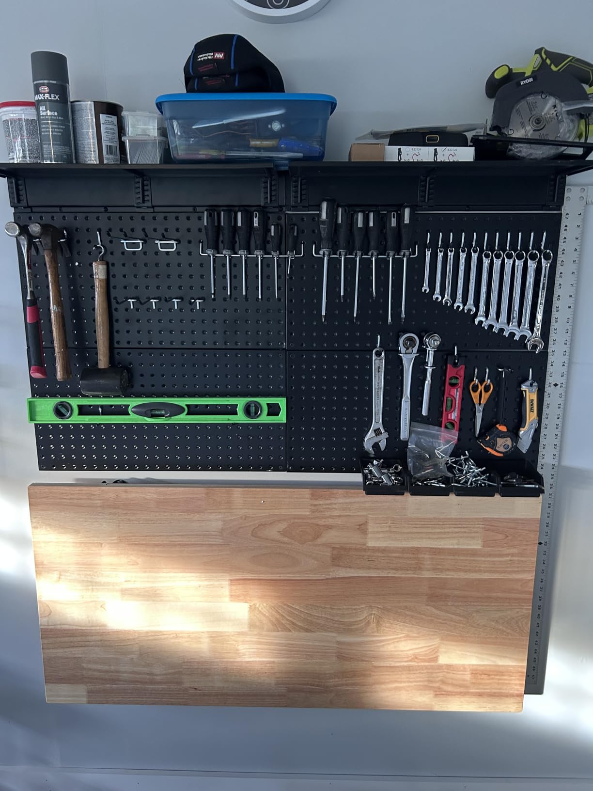 Ultrawall Wall Mounted Workbench with Pegboard, Folding Down Work Table Metal Pegboard Wall Organizer for Garage, Workshop, 48 Ultrawall Wall Mounted Workbench with Pegboard, Folding Down Work Table Metal Pegboard Wall Organizer for Garage, Workshop, 48