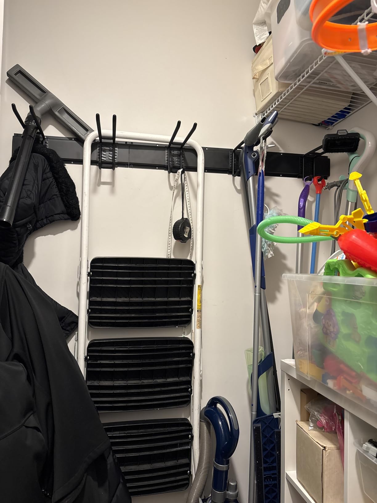 PIYILO Garage Tool Organizer Wall Mount with 48 inches Rails and 6 Double-layer Hooks, Garden Tool Rack Heavy Duty, Garage Hanging Storage Rack For Yard Tools, Shovel, Shed - Customer Photo 2