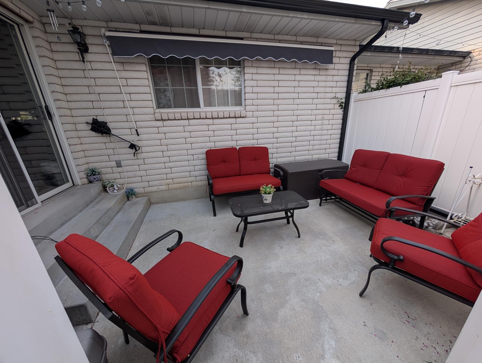 12x10 FT Manual Retractable Outdoor Patio Awning, Window Sun Shade Shelter with Crank Handle & Canopy for Deck, Backyard, Garden, Balcony, Gray - Customer Photo 1