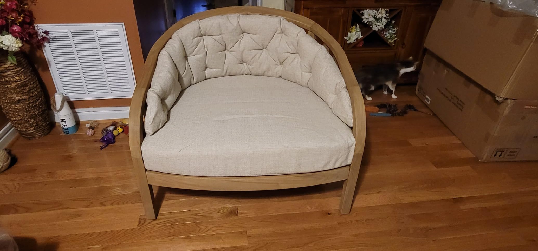 Cambridge Casual Bronte Teak Wood Outdoor Lounge Chair – Oversized Patio Seating with Tufted Tan Cushion, Weather‑Resistant, 500 lb Capacity - Customer Photo 1