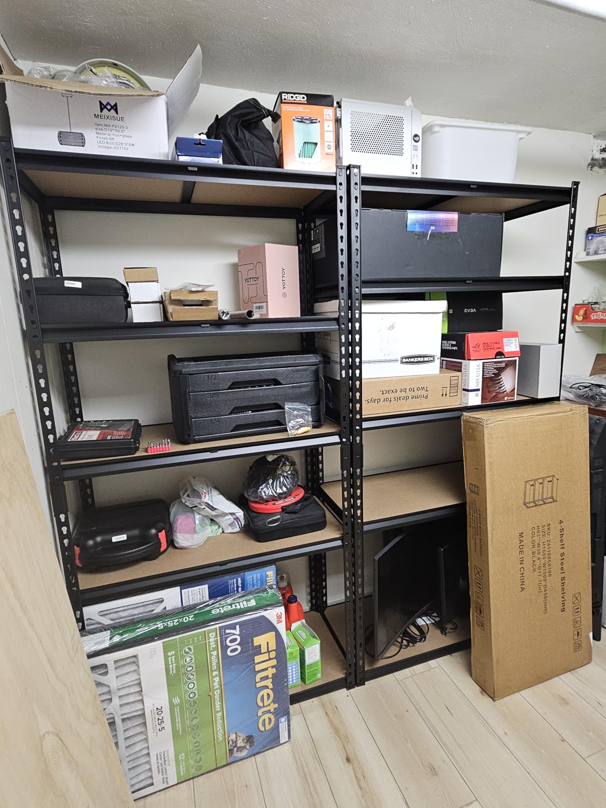 REIBII 2200LBS Storage Shelves 5 Tier Garage Shelving Heavy Duty, Adjustable Metal Shelving Unit, Garage Shelves for Basement, Warehouse, Pantry, Closet, Kitchen 72