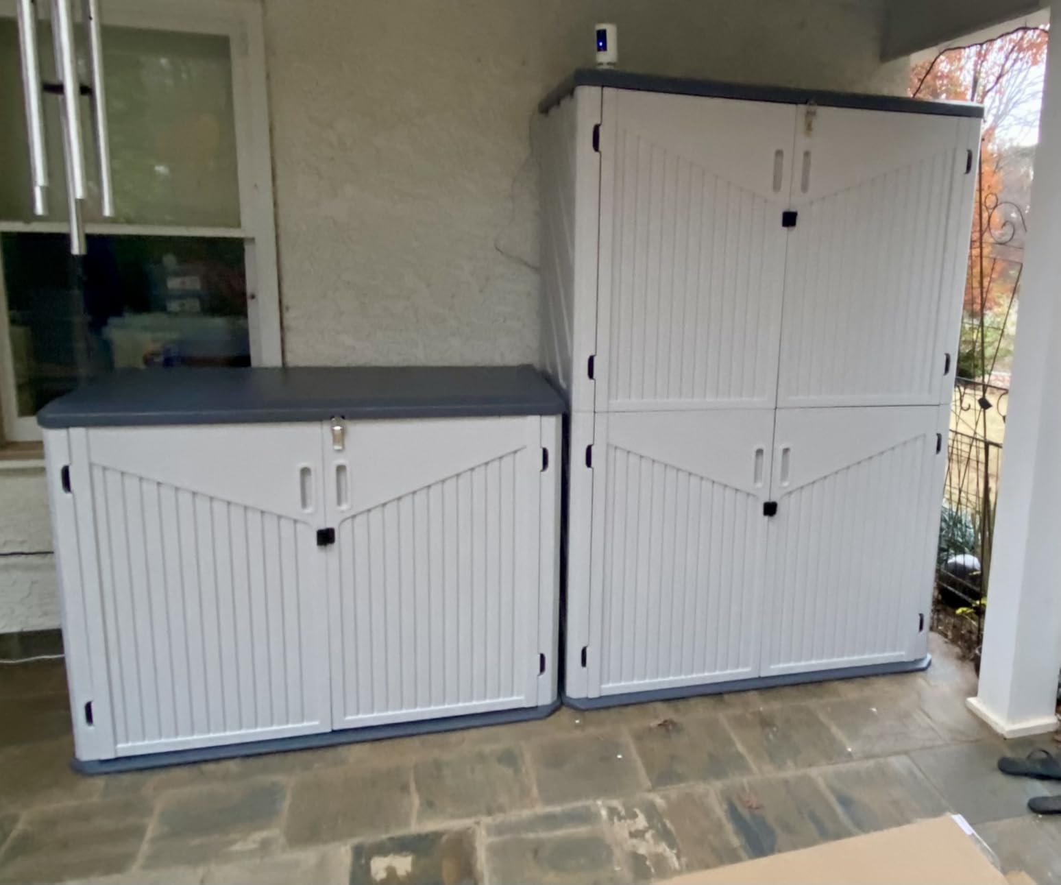 Aoxun Outdoor Storage Shed, 64 Cu.Ft Vertical Storage Sheds Outdoor with Floor, Outdoor Waterproof Storage Cabinet for Garage Storage, Pool Storage, Bike Shed, Garden Shed (White) Customer Review Aoxun Outdoor Storage Shed, 64 Cu.Ft Vertical Storage Sheds Outdoor with Floor, Outdoor Waterproof Storage Cabinet for Garage Storage, Pool Storage, Bike Shed, Garden Shed (White) - Customer Photo 2