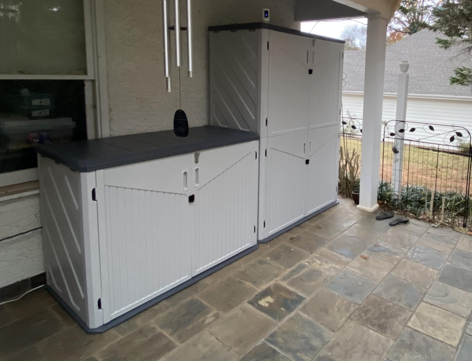 Aoxun Outdoor Storage Shed, 64 Cu.Ft Vertical Storage Sheds Outdoor with Floor, Outdoor Waterproof Storage Cabinet for Garage Storage, Pool Storage, Bike Shed, Garden Shed (White) Customer Review Aoxun Outdoor Storage Shed, 64 Cu.Ft Vertical Storage Sheds Outdoor with Floor, Outdoor Waterproof Storage Cabinet for Garage Storage, Pool Storage, Bike Shed, Garden Shed (White) - Customer Photo 3