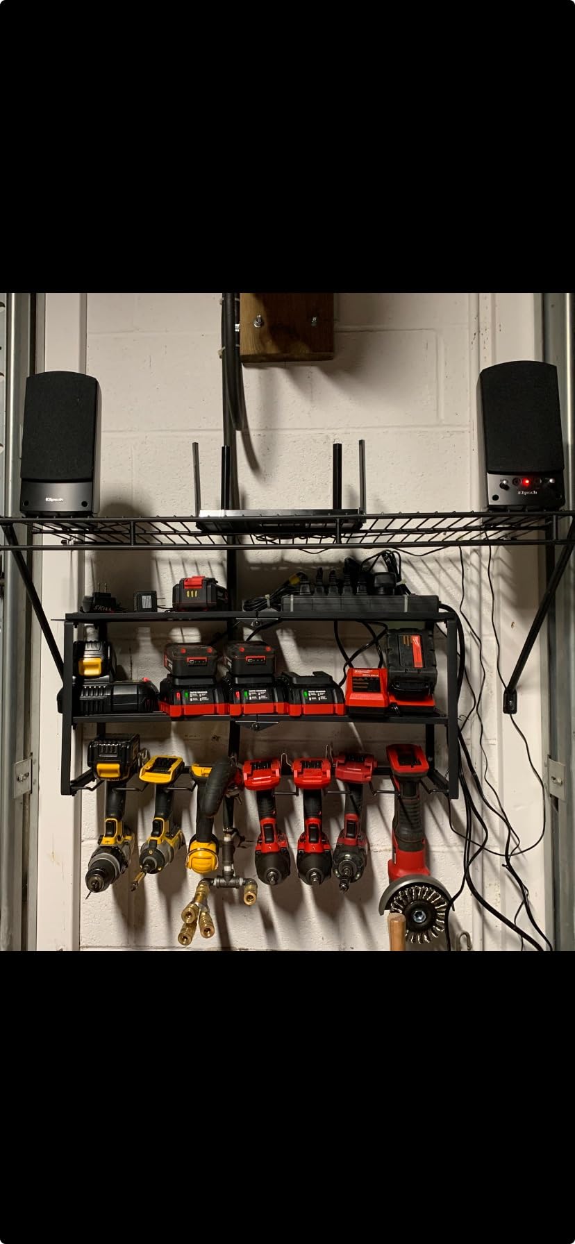 Power Tool Organizer Wall Mount - 300Lbs Load 3 Layers Storage Rack with 7 Drill Holders for Drills Cordless Tools. Heavy Duty Iron Garage Tool Organizer Storage for Workshop Shed Pegboard Basement - Customer Photo 1