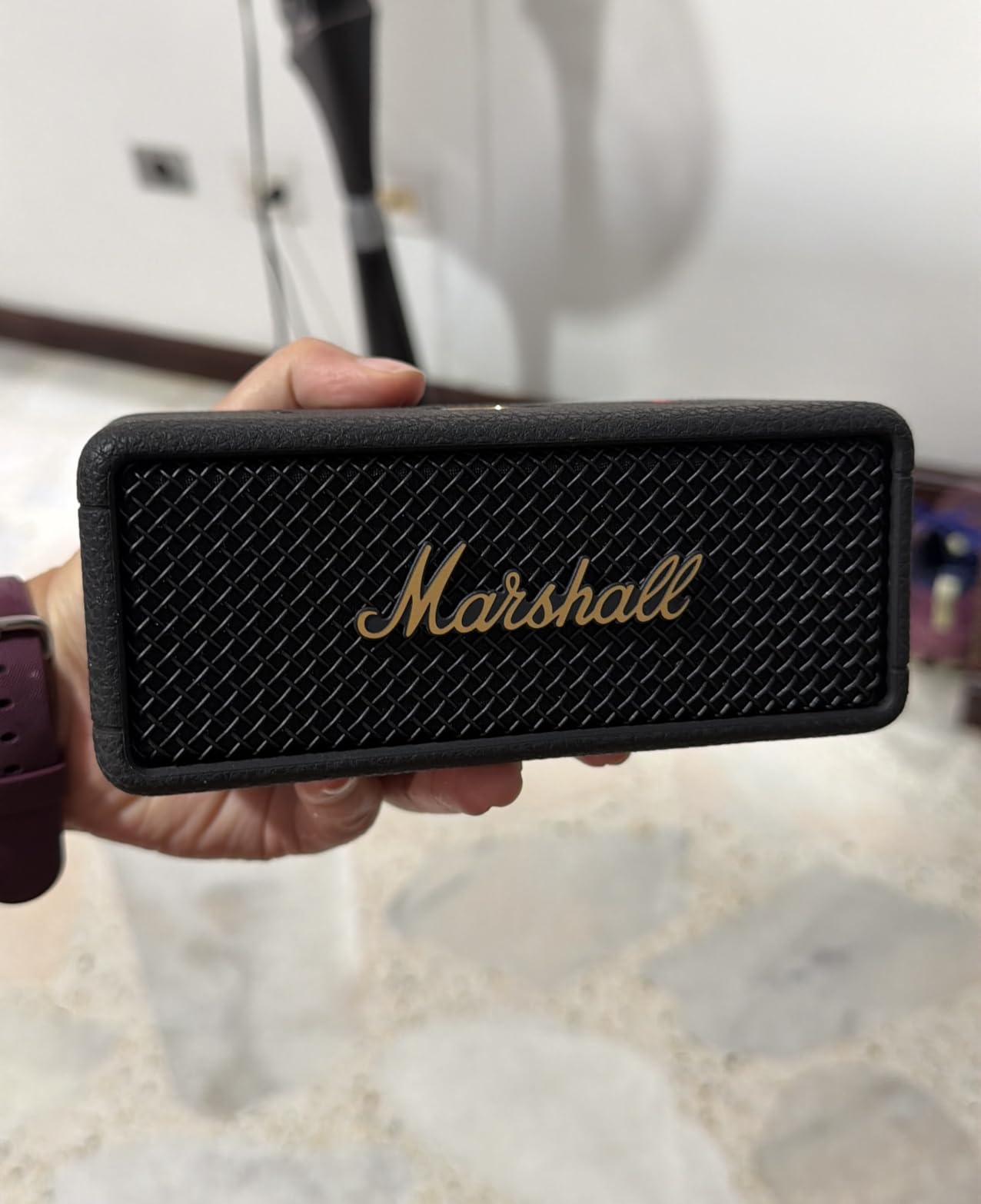 Marshall Emberton III Portable Bluetooth Speaker - Rugged Waterproof IP67 Design | Loud Stereo Sound, Deep Bass with 32+ Hr Playtime | Compact and Wireless for Travel and Outdoors - Black & Brass - Customer Photo 1