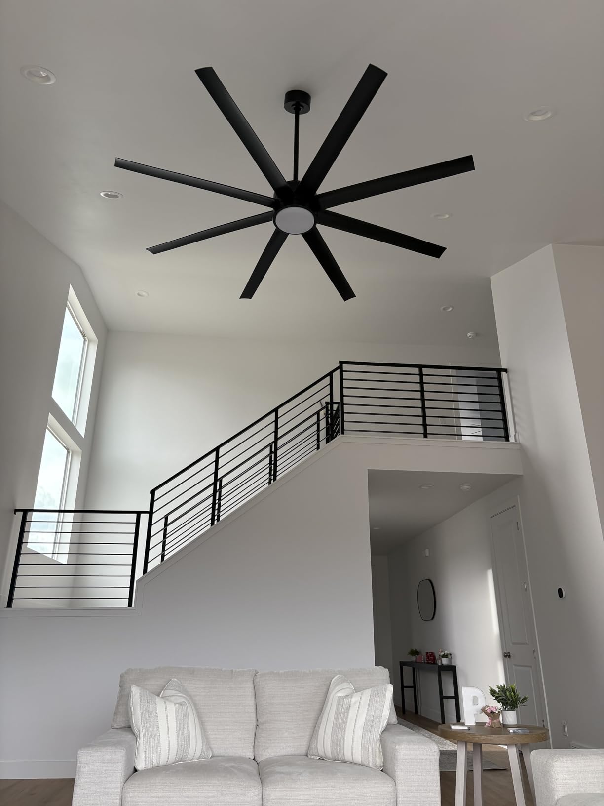 Modern Ceiling Fans with Lights, 72 Inch Ceiling Fan with Light and Remote, Bedroom Living Room Library Cafe Outdoor/Industrial,24W 3CCT Dimmable, 8 Blades 6 Speed Reversible Quiet DC Motor, Black - Customer Photo 2
