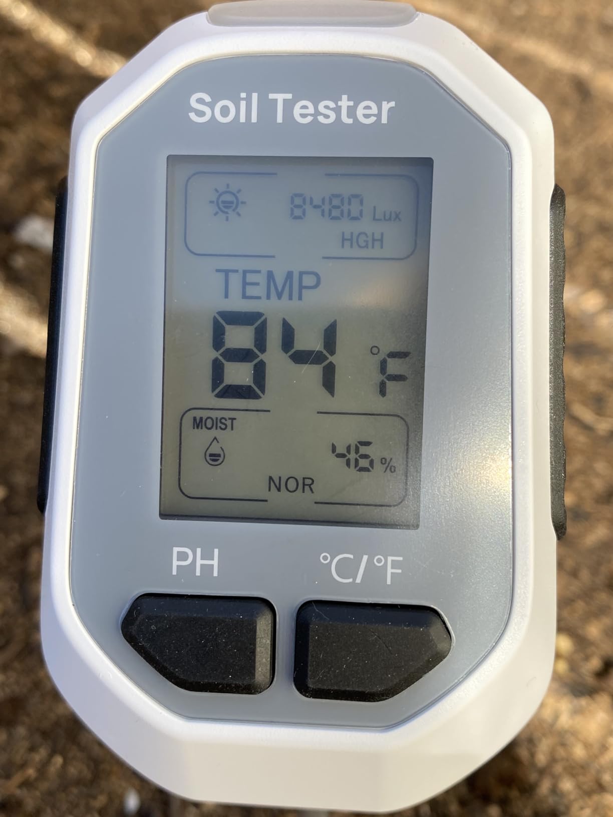 4-in-1 Soil Moisture Meter, Digital Plant Temperature/Soil Moisture Test & PH Meter/Sunlight Intensity, Backlight LCD Display for Gardening, Farming and Outdoor Plants - Customer Photo 2