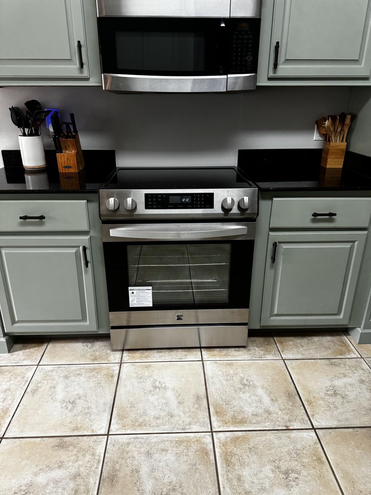 Kenmore 2296853 5.6 cu. ft. Front Control Electric Induction Range Oven - 4 Dual Ring Elements, True Convection, Air Fry, Self Clean, Turbo Boil, Chrome Racks, Storage Drawer - Stainless Steel - Customer Photo 1