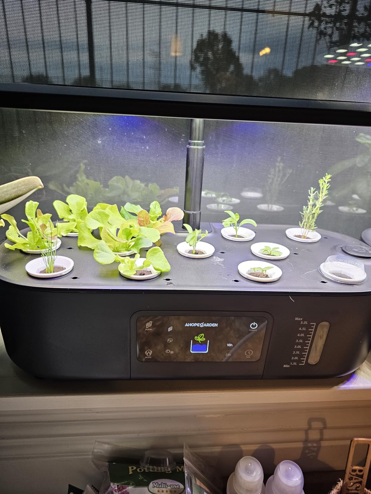 Ahopegarden Hydroponics Growing System Kit Indoor Herb Garden with Grow Light 12 Pods, with LCD Touch Panel Hydroponic Planter, Planting Height Up to 17