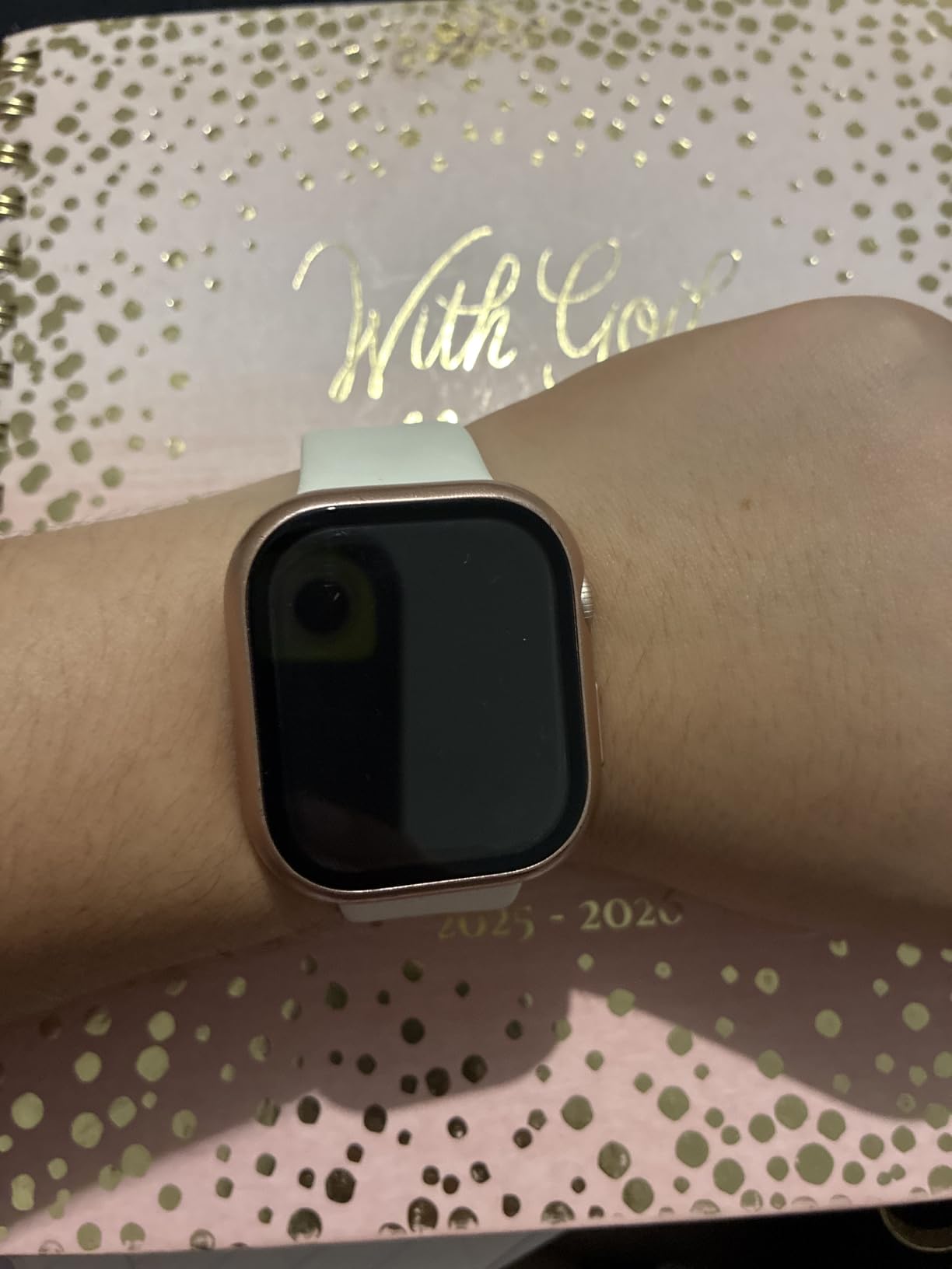 Apple Watch Series 10 [GPS 42mm case] Smartwatch with Rose Gold Aluminum Case with Light Blush Sport Band - S/M. Fitness Tracker, ECG App, Always-On Retina Display, Water Resistant - Customer Photo 3