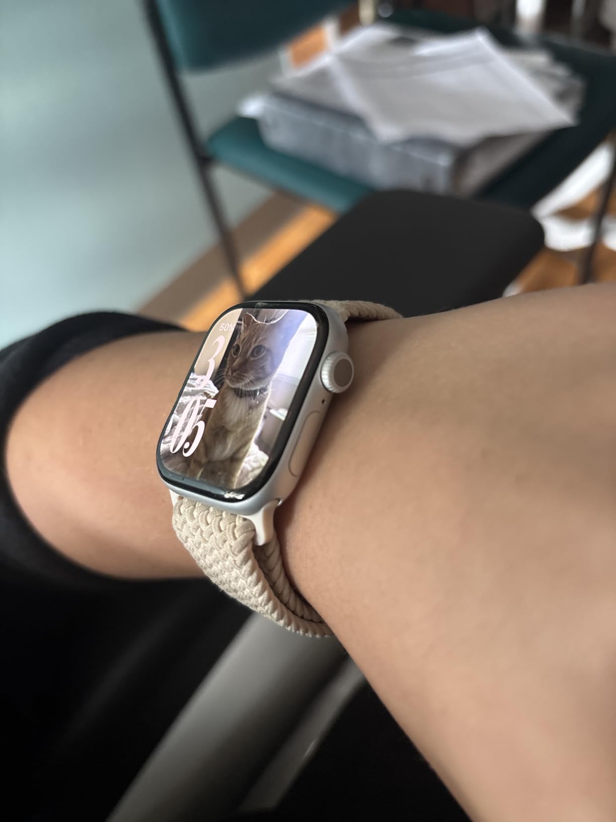 Apple Watch Series 10 [GPS, 42mm] - Rose Gold Aluminum Case with Light Blush Sport Band, S/M (Renewed) - Customer Photo 5