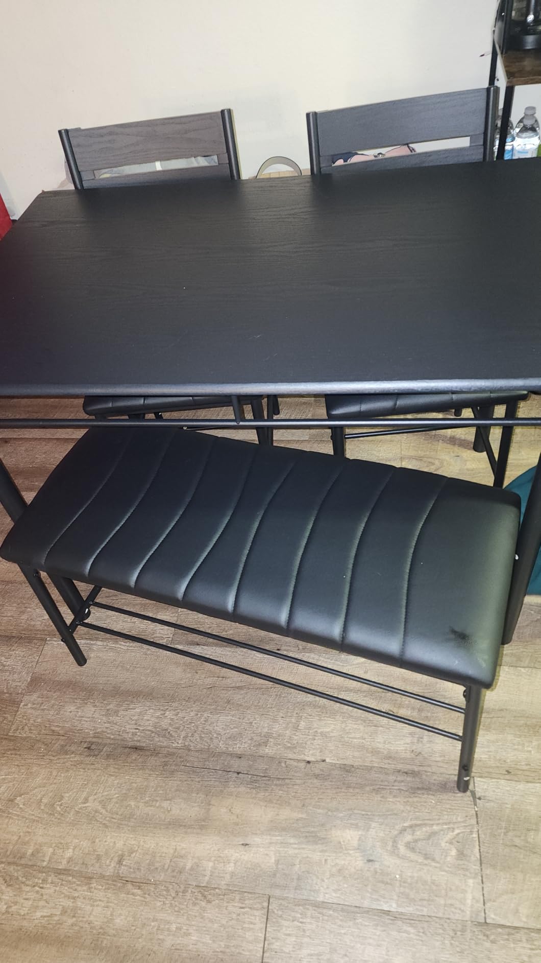 IRONCK Dining Table Set for 4, Kitchen Table with Upholstered Bench and 2 Chairs, Kitchen Table and Chairs Set for Small Space, Apartment, Gray - Customer Photo 2