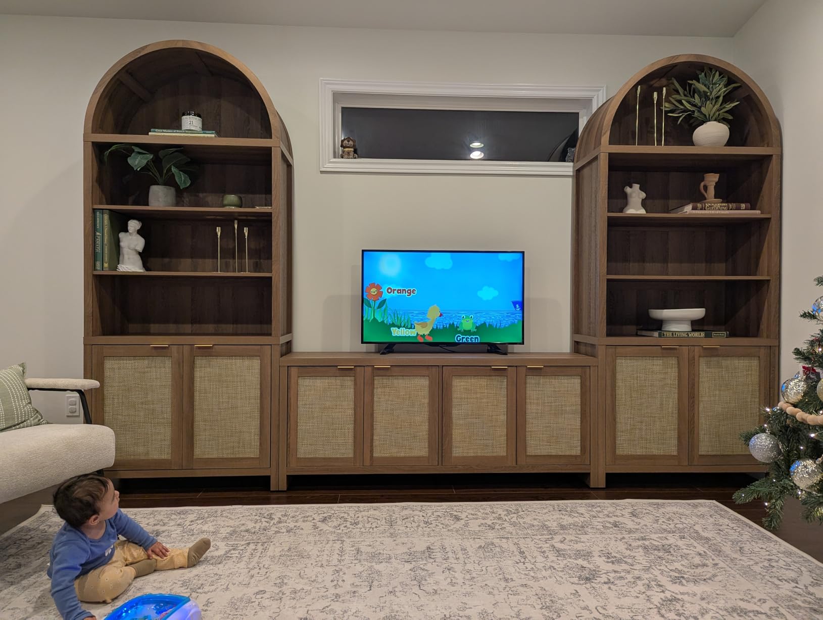 SICOTAS TV Stand for Living Room Boho Entertainment Center for Bedroom with 4 Rattan Cabinets Farmhouse Television Stands with Storage Large Media Console Table for TVs up to 65 Inch - Customer Photo 1