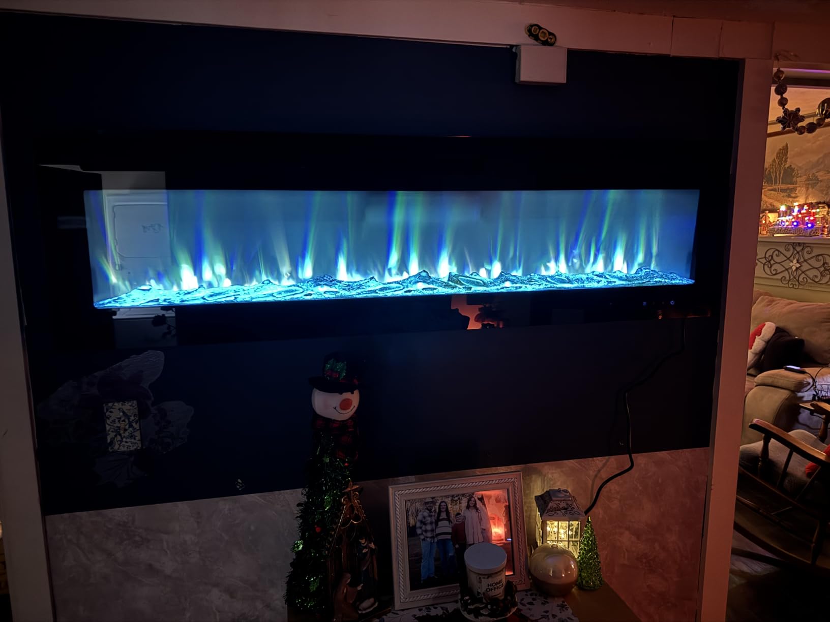 EUHOMY 50 Inch Electric Fireplace Wall Recessed and Wall Mounted with Adjustable Flame Color, Fireplace Heater with Remote Control, Linear Fireplace with Timer, Touch Screen, Log & Crystal, 750/1500W - Customer Photo 5