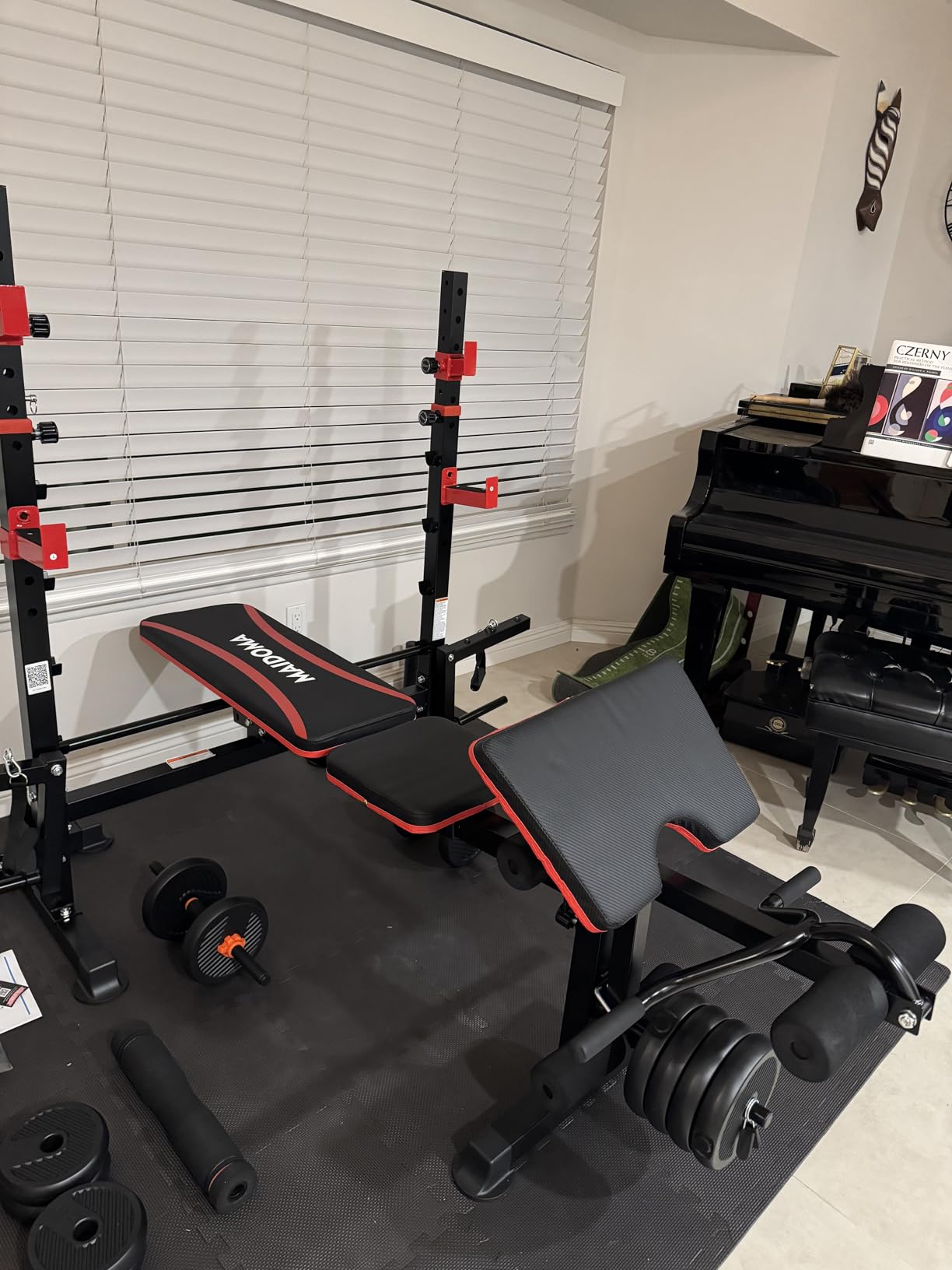 1500LBS 8 in 1 Olympic Weight Bench Set with Leg Extension/Curl and Preacher Curl, Bench Press Set and barbell Rack with Safety Bar Catches, Foldable Workout Benches for Home(US Stock) - Customer Photo 1