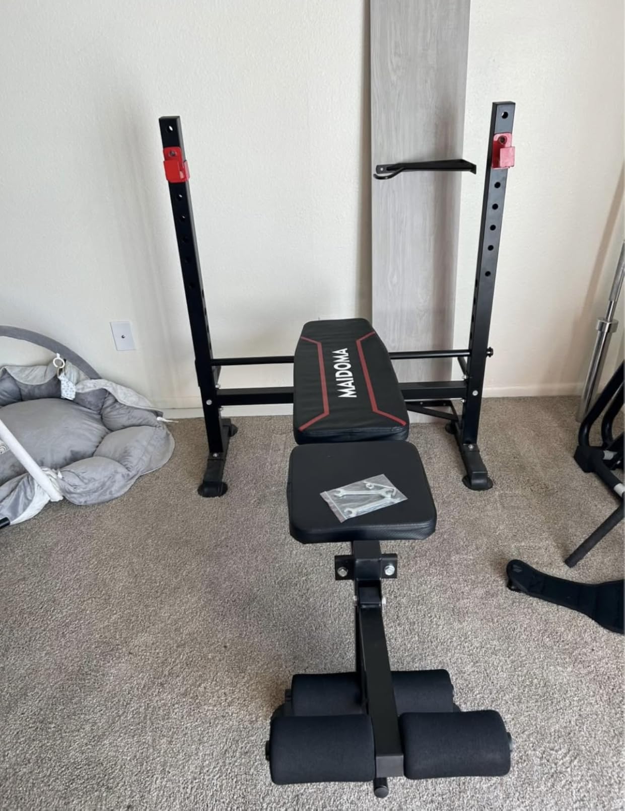 1500LBS 8 in 1 Olympic Weight Bench Set with Leg Extension/Curl and Preacher Curl, Bench Press Set and barbell Rack with Safety Bar Catches, Foldable Workout Benches for Home(US Stock) - Customer Photo 2