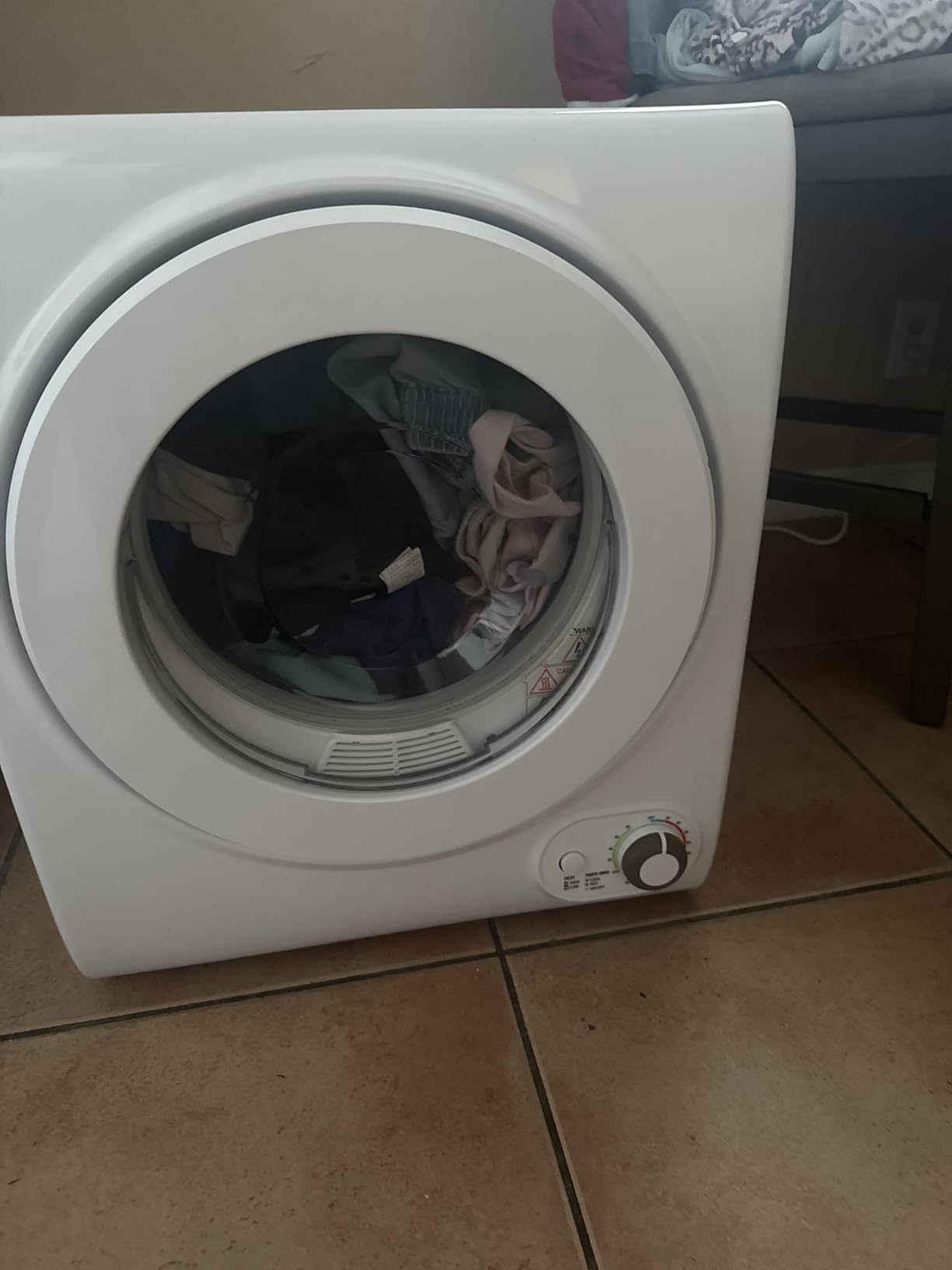 110V Portable Dryer - 850W Compact Clothes Dryer with 4 Automatic Drying Modes, Stainless Steel Tub, Simple Control Knob for Apartments, Dorms & Small Spaces - Customer Photo 1