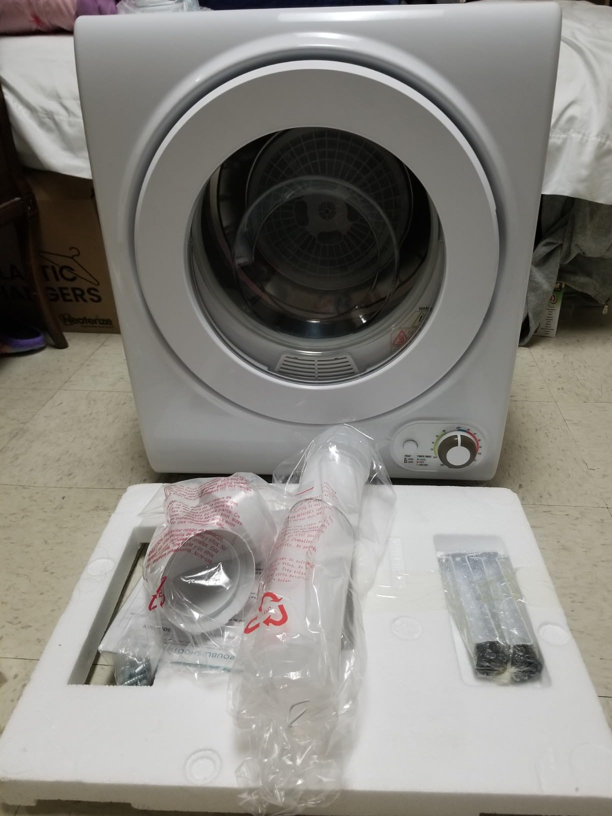 110V Portable Dryer - 850W Compact Clothes Dryer with 4 Automatic Drying Modes, Stainless Steel Tub, Simple Control Knob for Apartments, Dorms & Small Spaces - Customer Photo 2