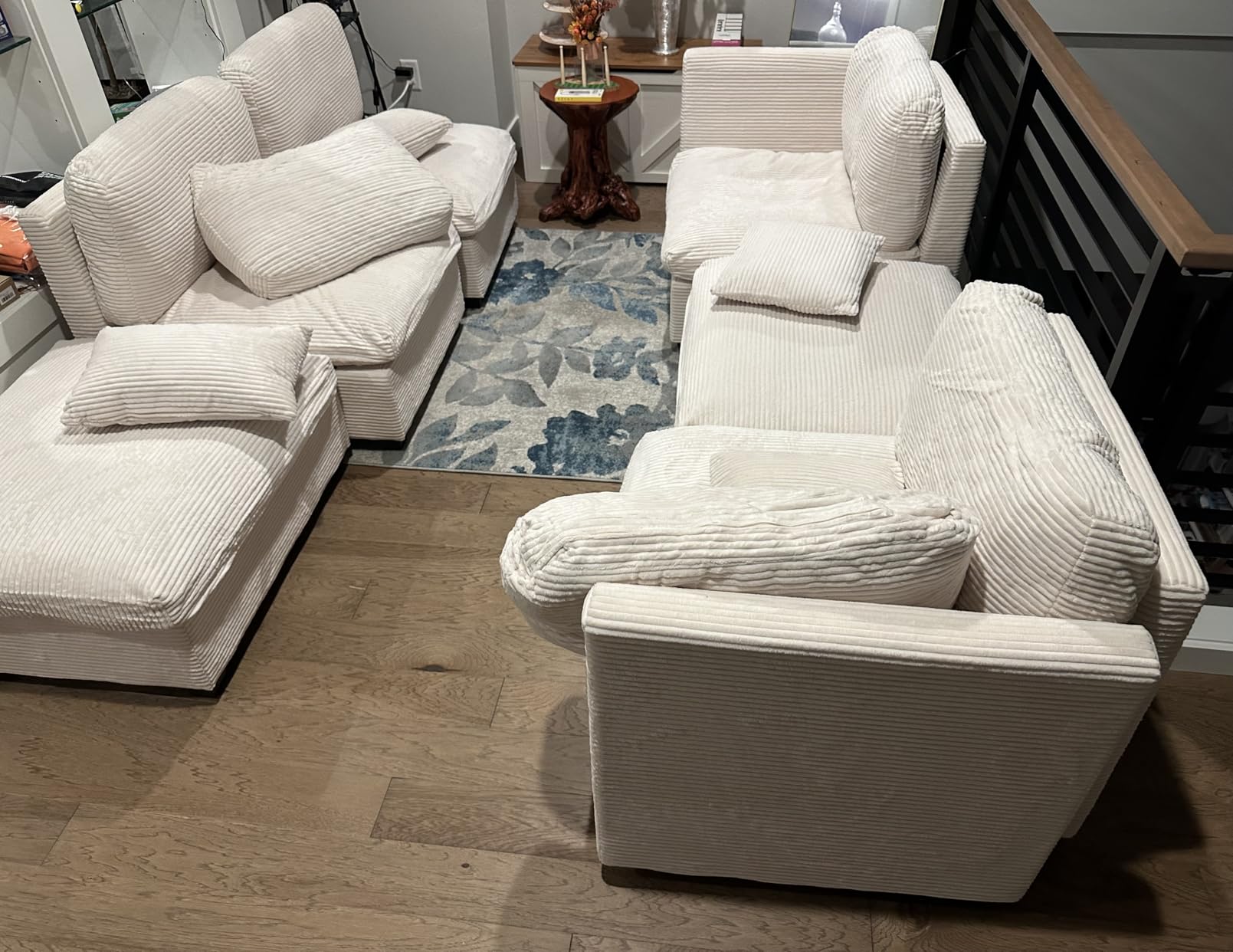 125 Inch Oversized Corduroy Modular Sectional Sofa, U Shaped Modular Couch with Storage, 6 Seat Convertible Corduroy Couch, Comfy Sectional Couches for Living Room with Memory Foam, Grey - Customer Photo 1