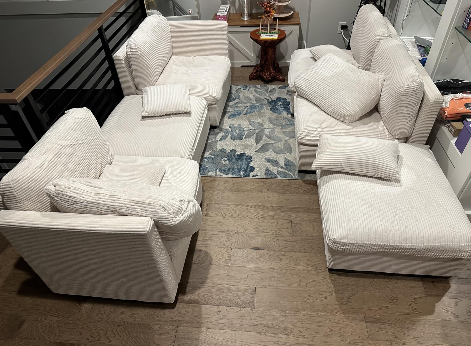 125 Inch Oversized Corduroy Modular Sectional Sofa, U Shaped Modular Couch with Storage, 6 Seat Convertible Corduroy Couch, Comfy Sectional Couches for Living Room with Memory Foam, Grey - Customer Photo 2