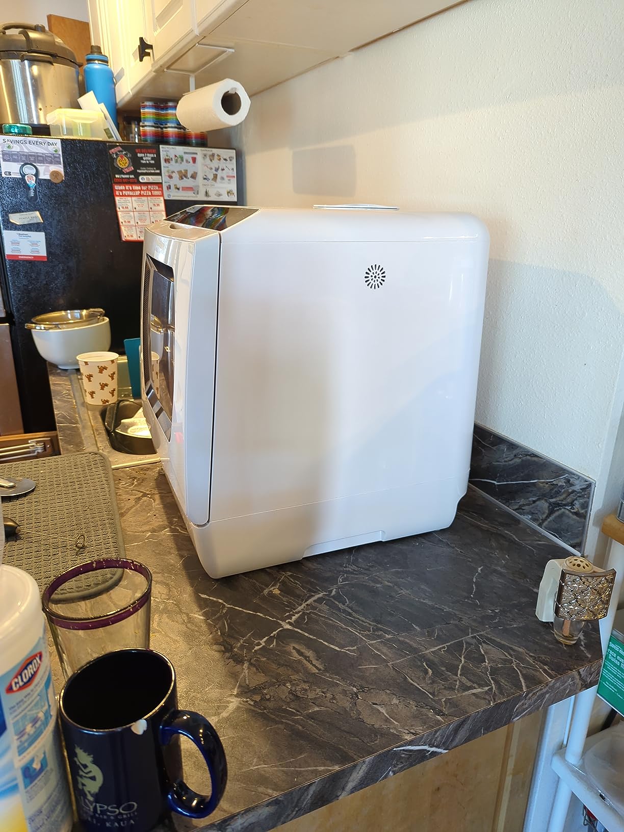 Hermitlux Countertop Dishwasher, 7 Washing Programs Portable Mini Dishwasher with 5-Liter Built-in Water Tank for Apartments & RVs, LED Light, Glass Door, No Hookup Needed - Customer Photo 2