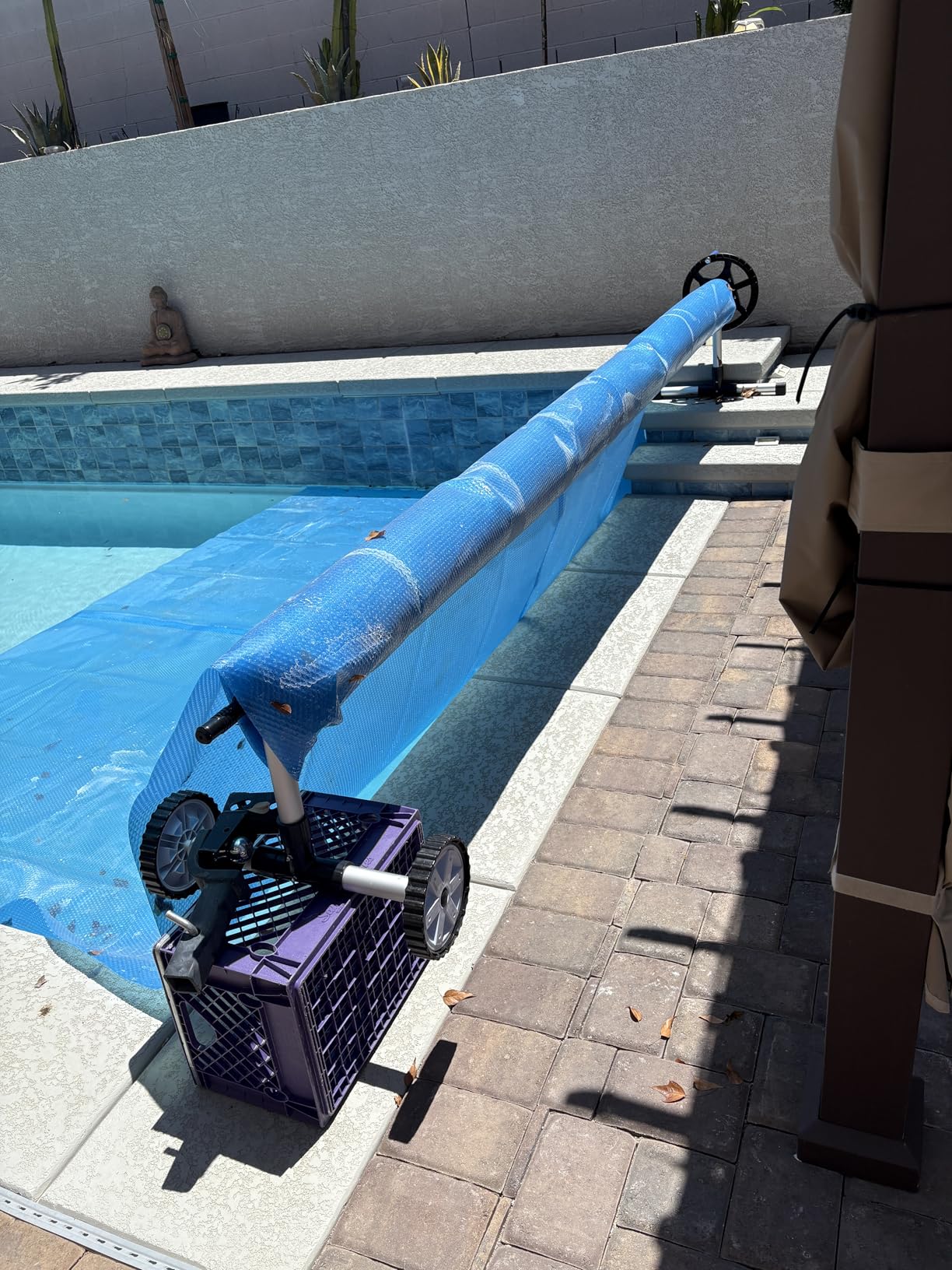 Abimars 16 Mil Solar Pool Cover with UPF 50+ UV Protection, 12' x 24' Rectangle Pool Solar Blanket for Inground & Above Ground Pools, 1600 Series, Heat/Chemical Resistant Cover, Blue - Customer Photo 2