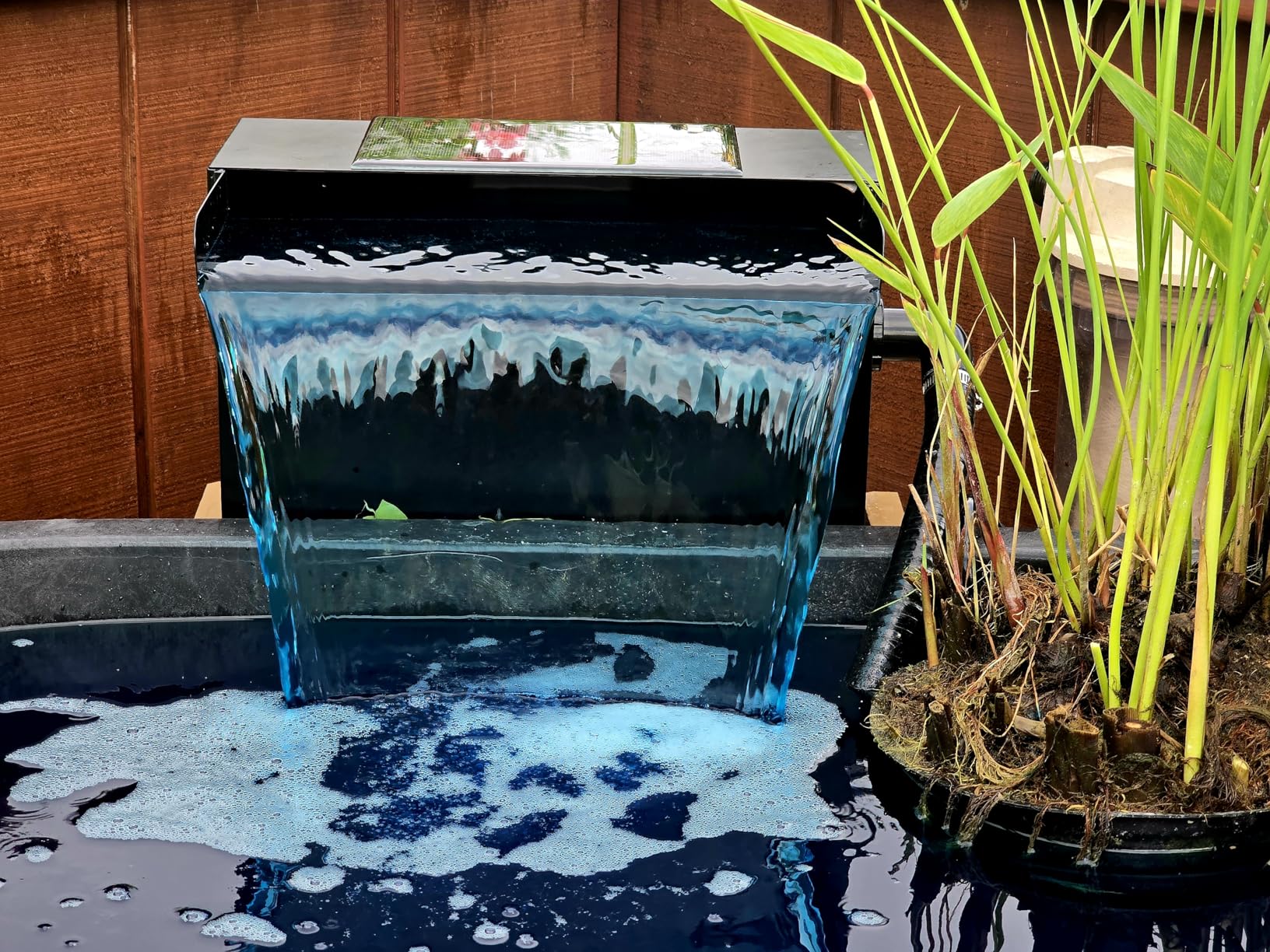 POPOSOAP Pond Waterfall Spillway with Pump Kit, 304 Stainless Steel Waterfall with Filtration & 660GPH Pond Pump & 9.8FT Tubing - Customer Photo 2