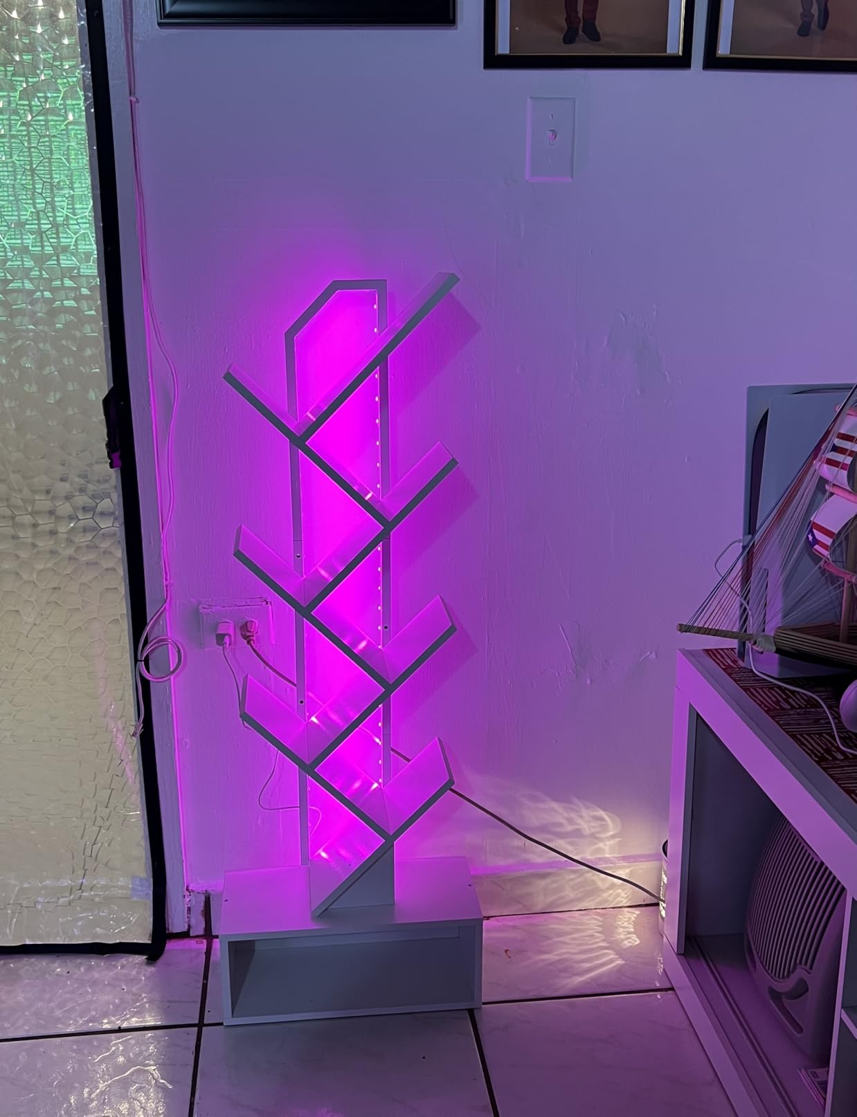 Casaottima 6-Tier Tree Bookshelf — Narrow Floor Standing Bookcase, Tall Steel & Wood Book Organizer Shelf with Cabinet, Home Decor for Living Room/Bedroom/Home Office, Vintage - Customer Photo 2