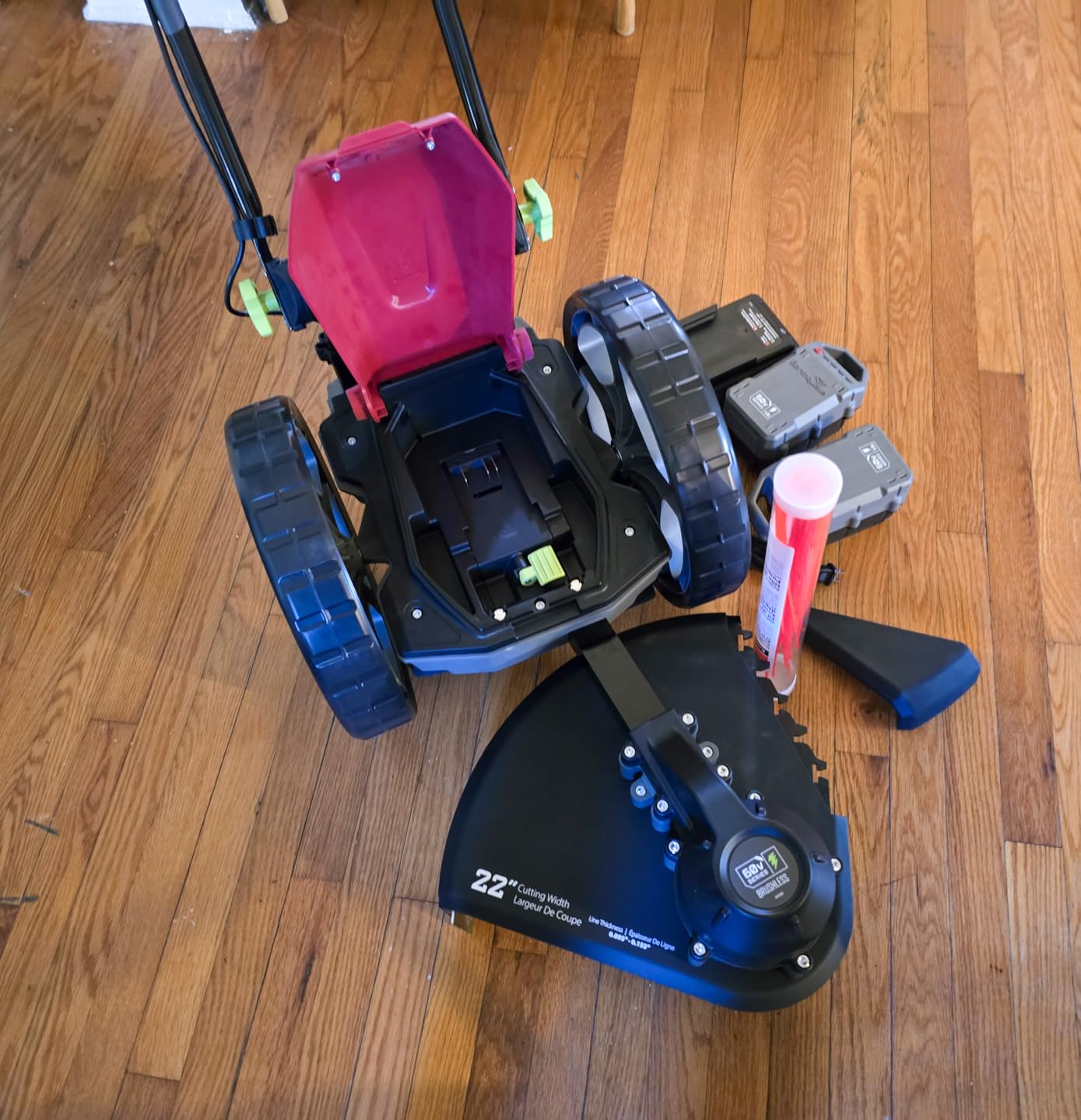 Earthquake 60V Walk Behind String Mower, Includes Two 4Ah Batteries, 22