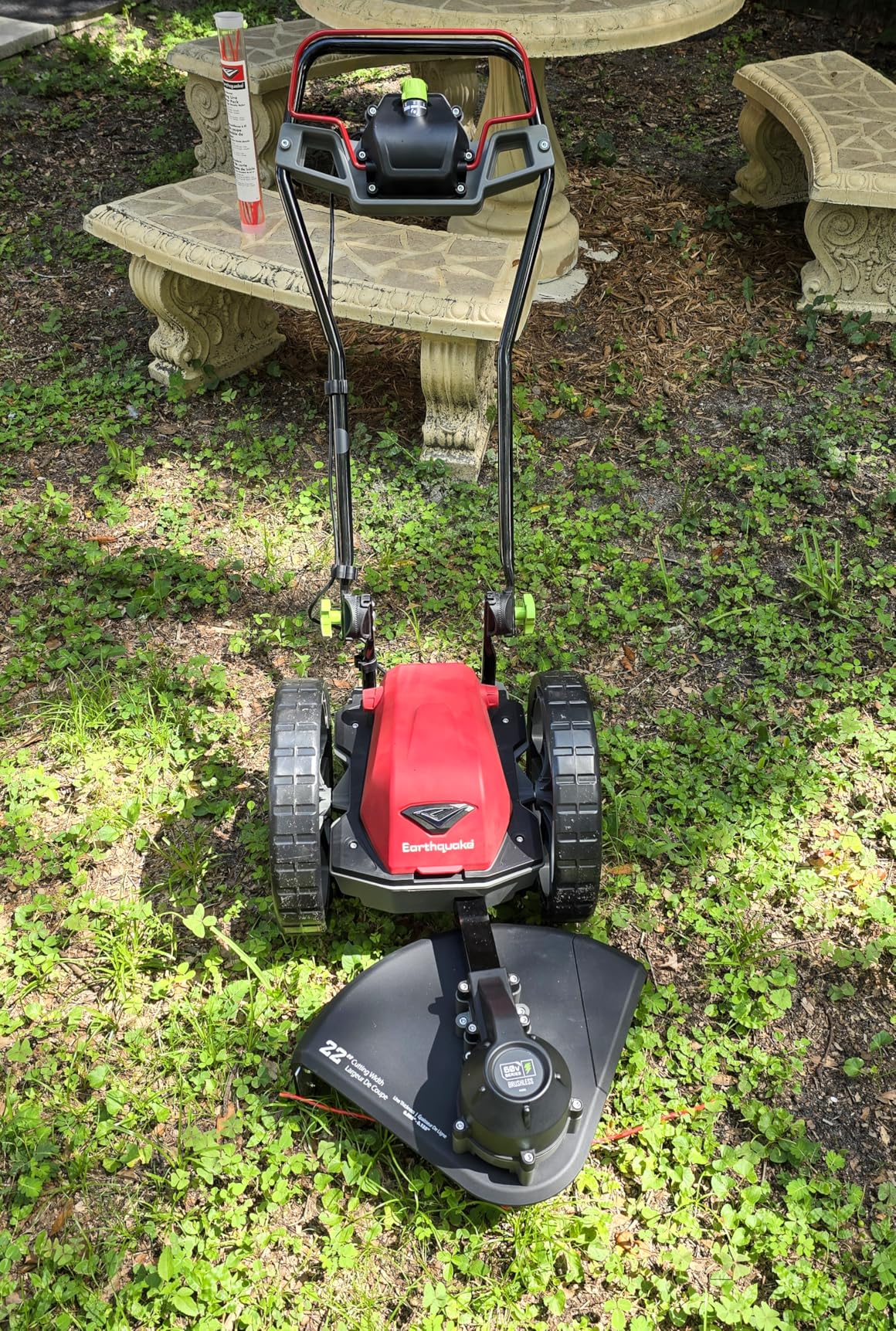 Earthquake 60V Walk Behind String Mower, Includes Two 4Ah Batteries, 22