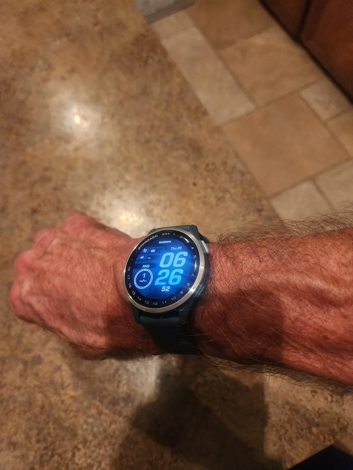 Garmin Approach S50, Advanced Golf GPS Smartwatch, AMOLED Display, On-Course Features, Wrist-Based Heart Rate, Slate Aluminum Bezel with Black ComfortFit Nylon Band - Customer Photo 1